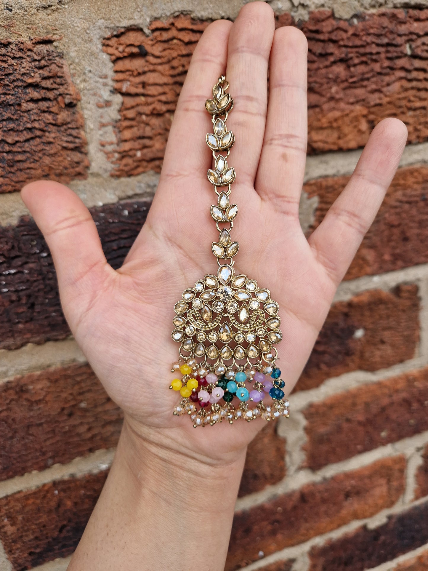 HAMARA- Beautiful Indian Party Wear Set. Necklace, Earrings, Tikka & Jhumar (Passa) - MULTICOLOURED - LAUNCH OFFER