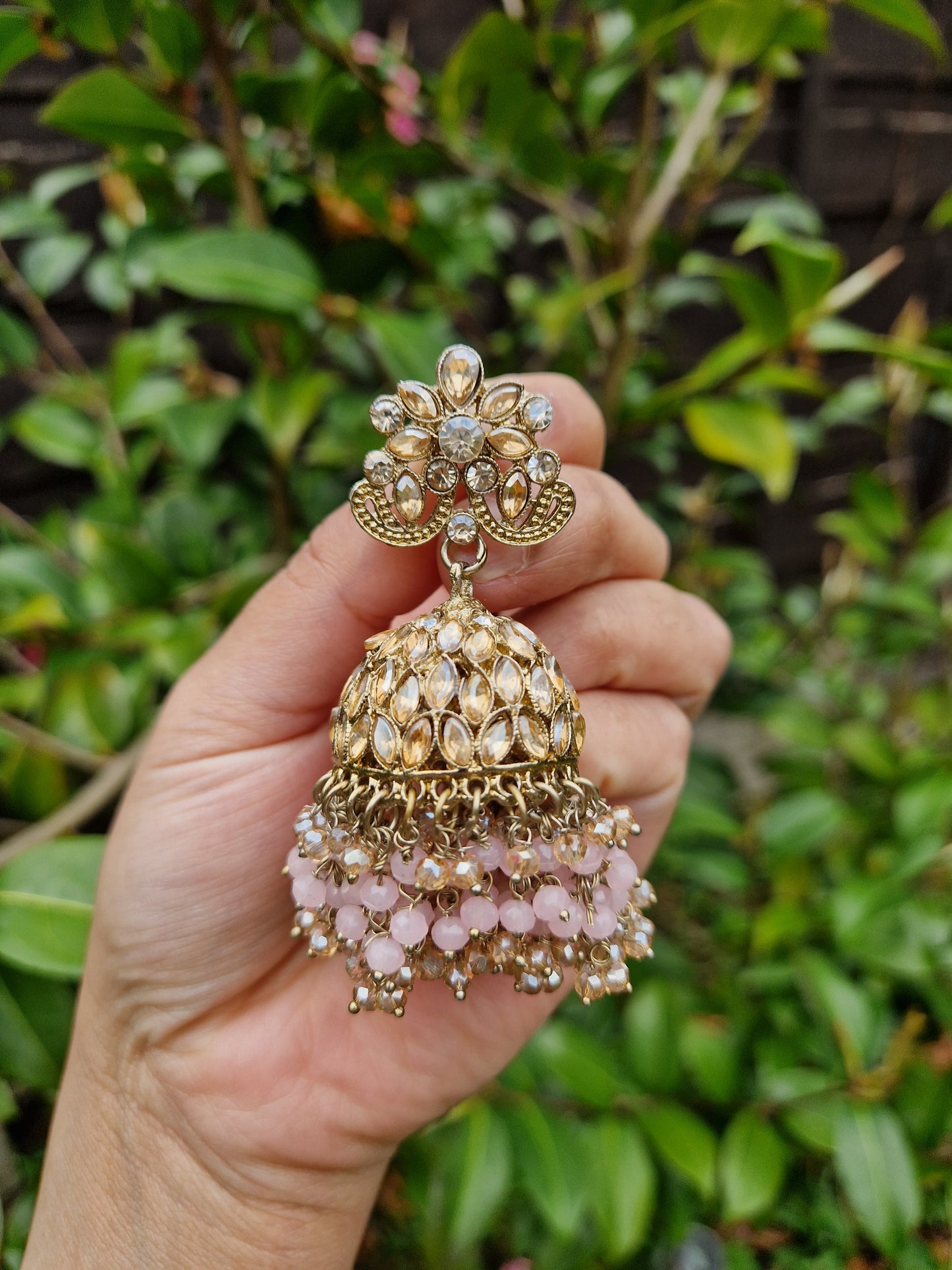 HAMARA- Beautiful Indian Party Wear Set. Necklace, Earrings, Tikka & Jhumar (Passa) - BABY PINK