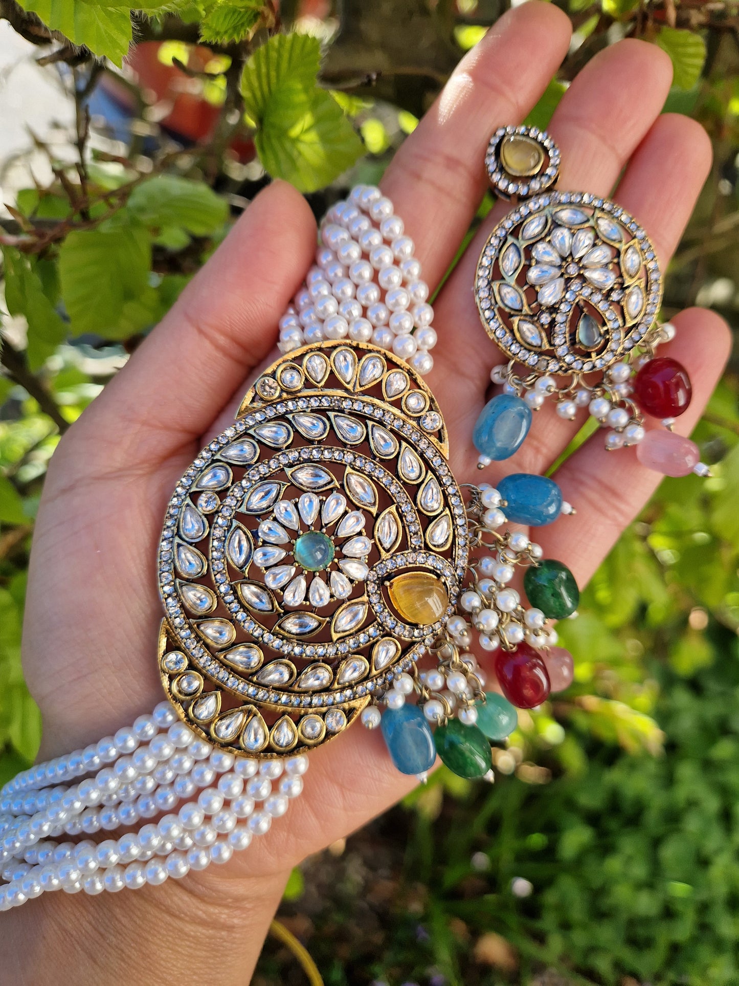 RUMI- Indian Victorian Polish Choker Set- MULTI - EID SALE