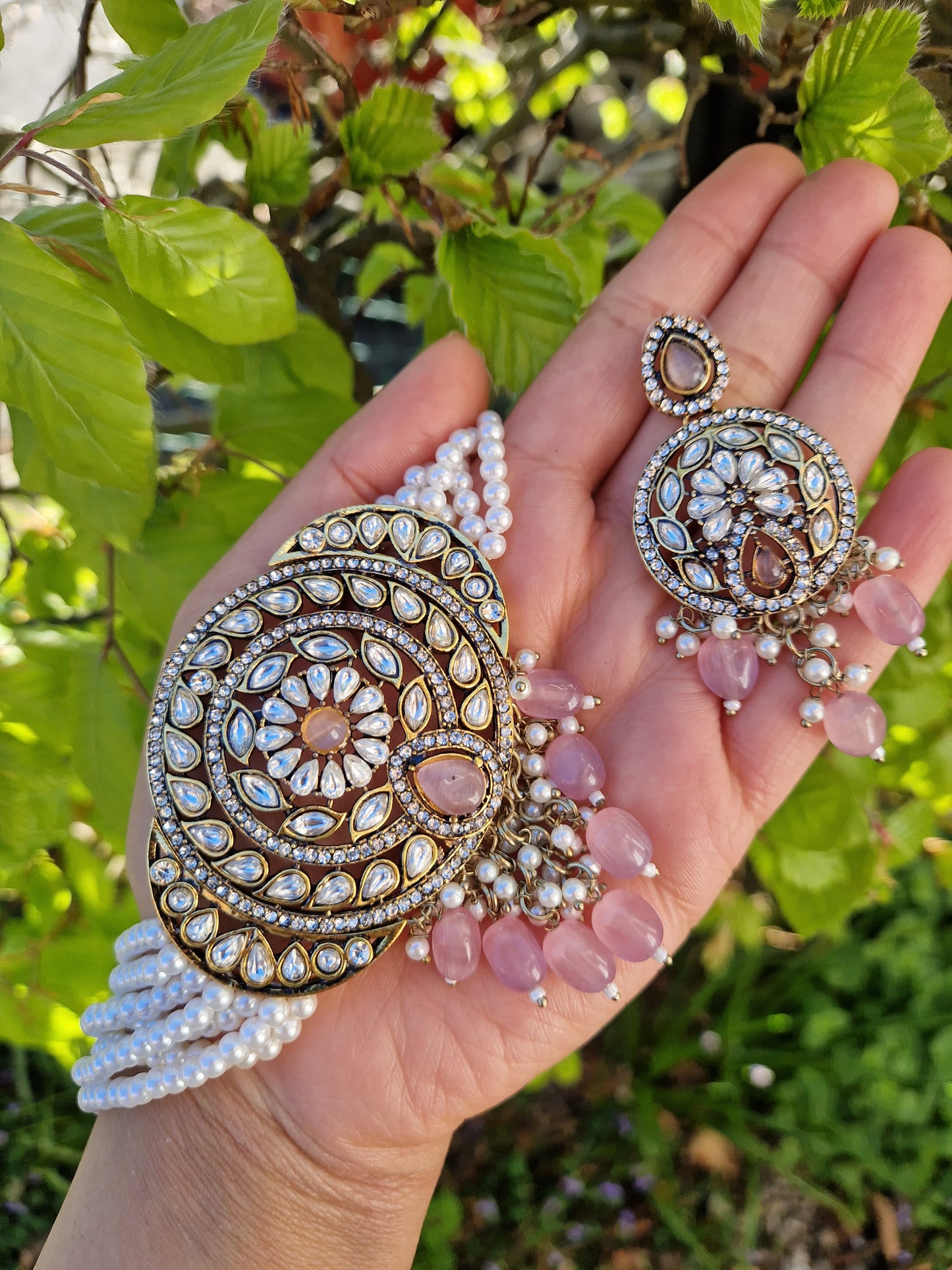 RUMI- Indian Victorian Polish Choker Set- PINK