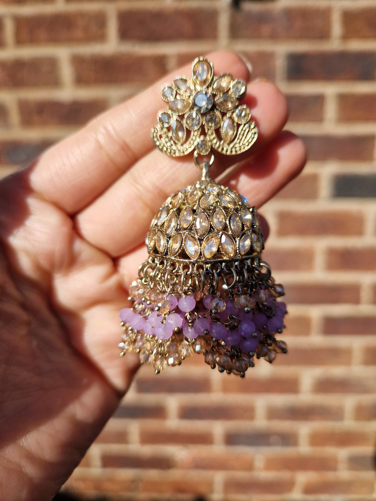 HAMARA- Beautiful Indian Party Wear Set. Necklace, Earrings, Tikka & Jhumar (Passa) - LILAC