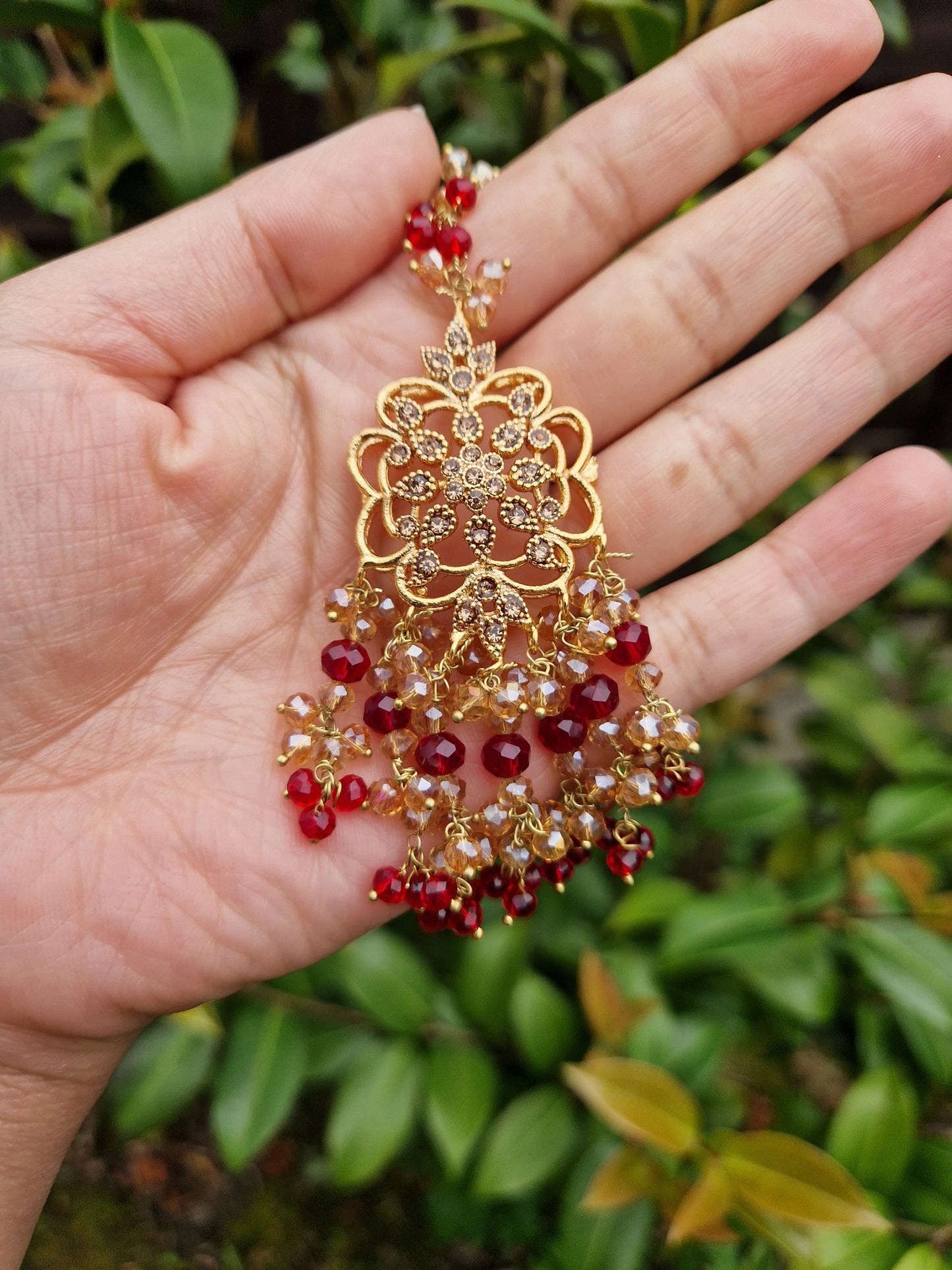 FARIYAH- Bridal Double Jhumka Earrings With Saharas and Tikka