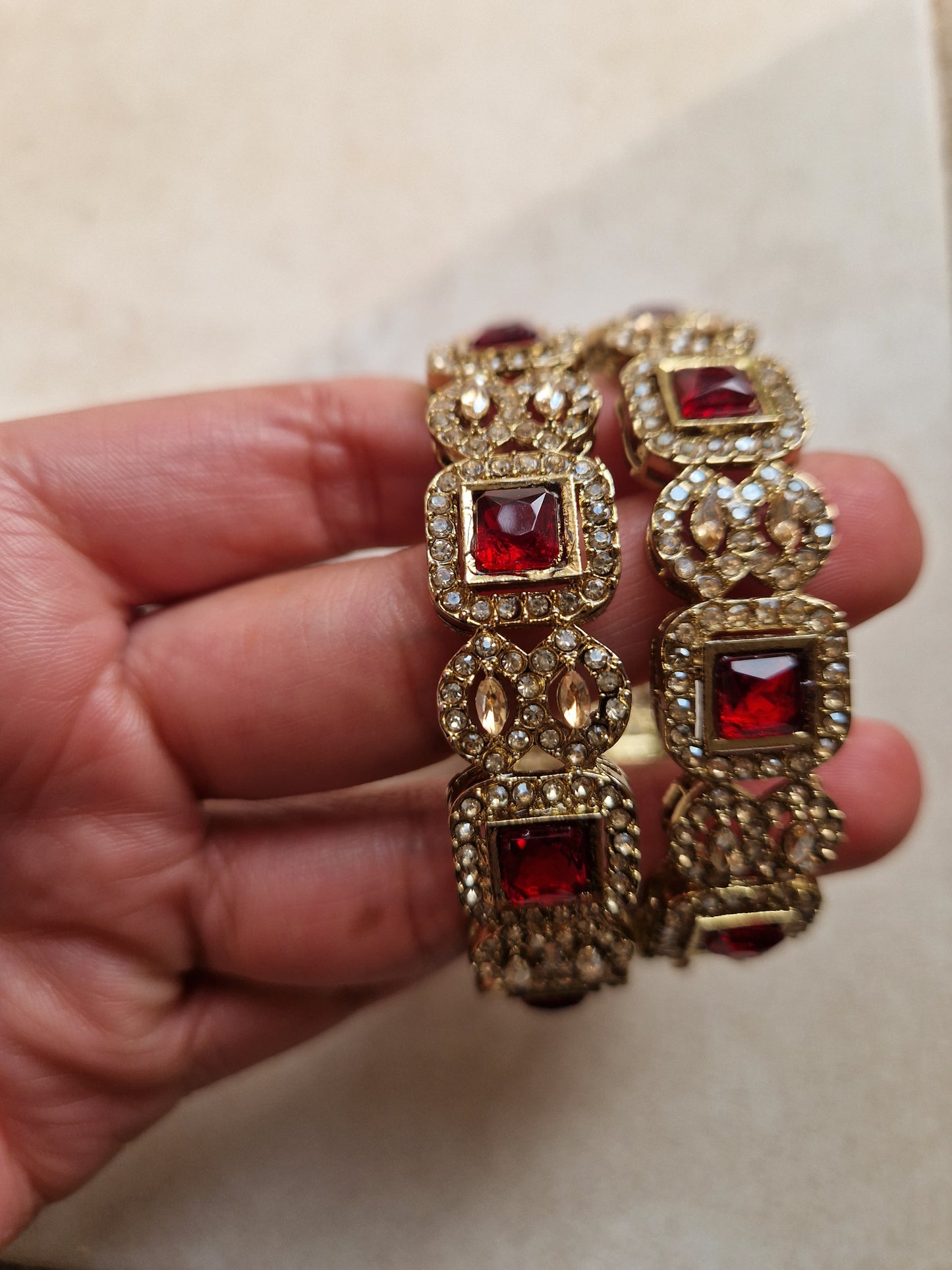 CLEARANCE: Stunning Diamante SIZE 2.4 Red bangles.