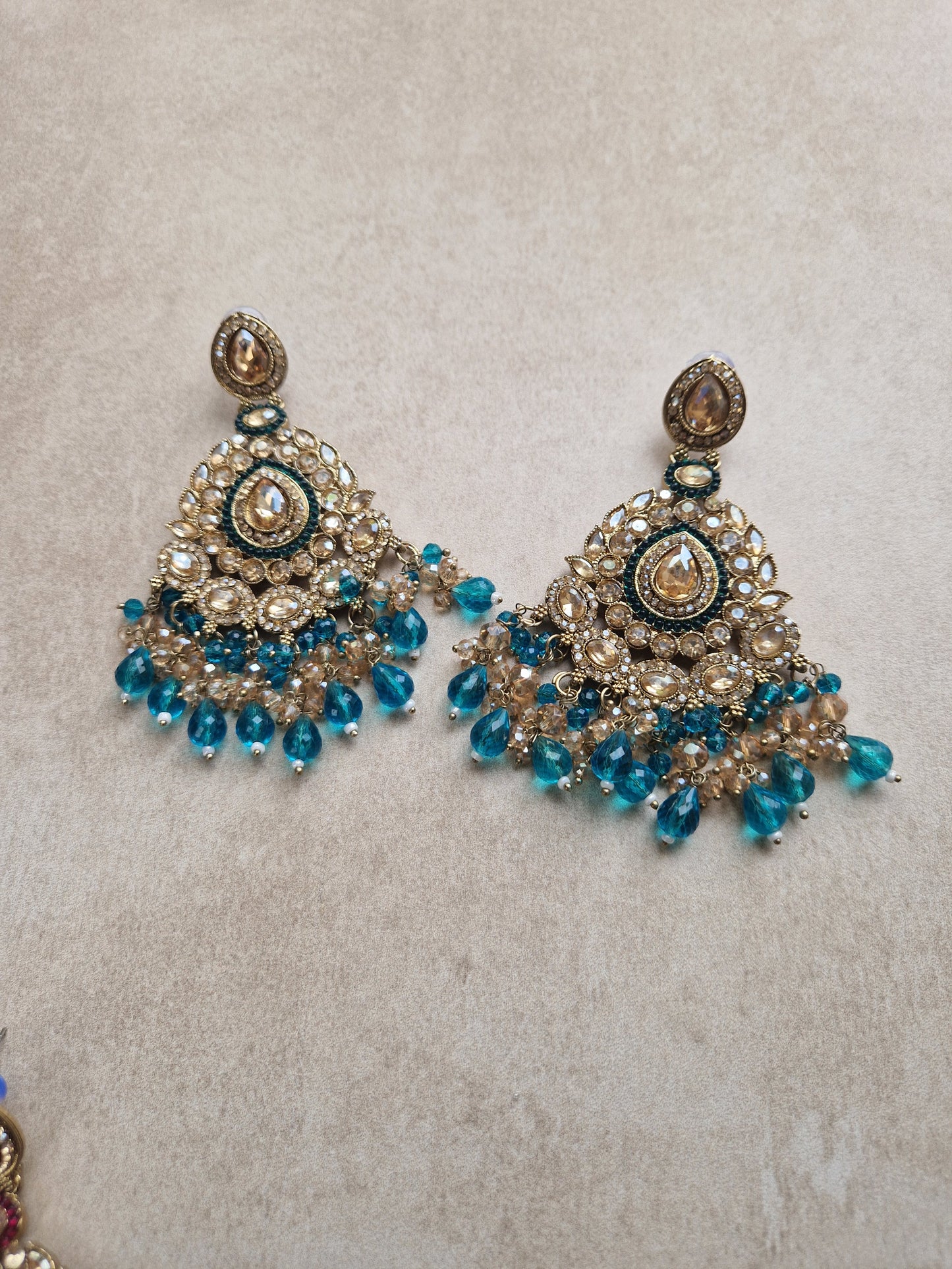 BISMA - Indian Earrings - TEAL - NOT BLUE