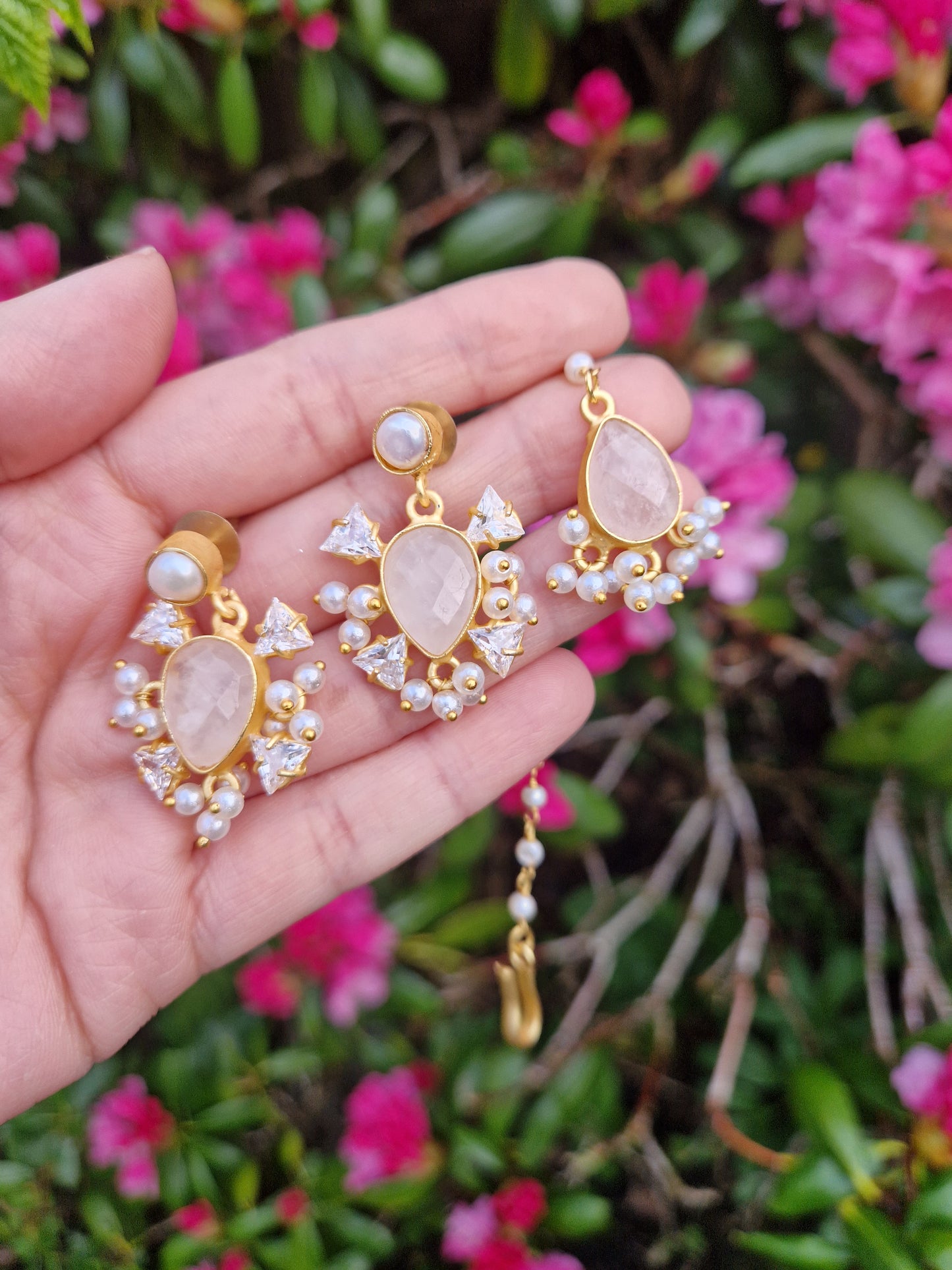 SOFIA- VERY Small, Beautiful Elegant Premium, Mother of Pearl & Rose Quartz