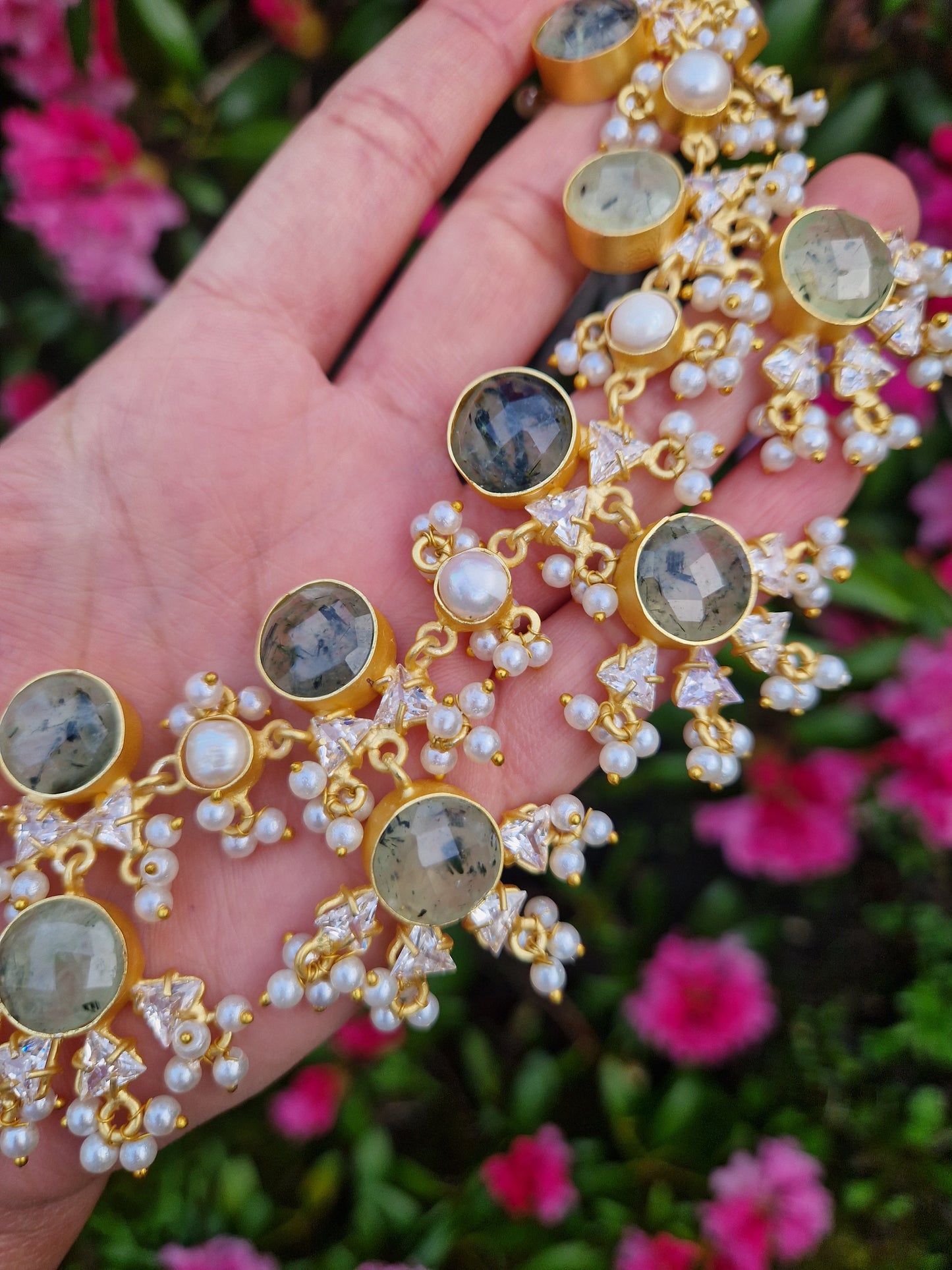 EMAN  Elegant, Luxury *Premium* Fresh Water Pearl and SAGE (Necklace OR Choker)