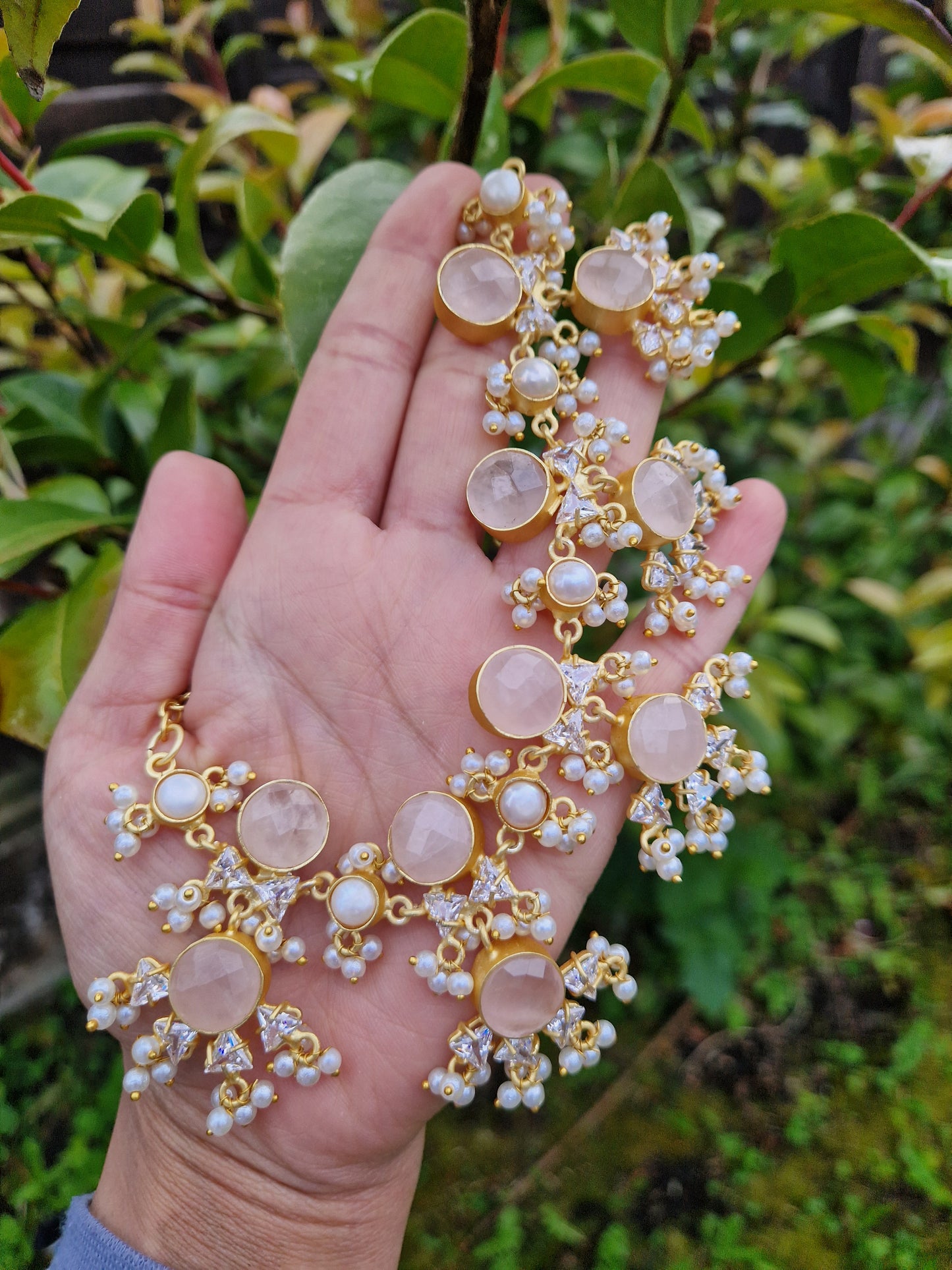 EMAN  Elegant, Luxury *Premium* Fresh Water pearl and Rose Quartz