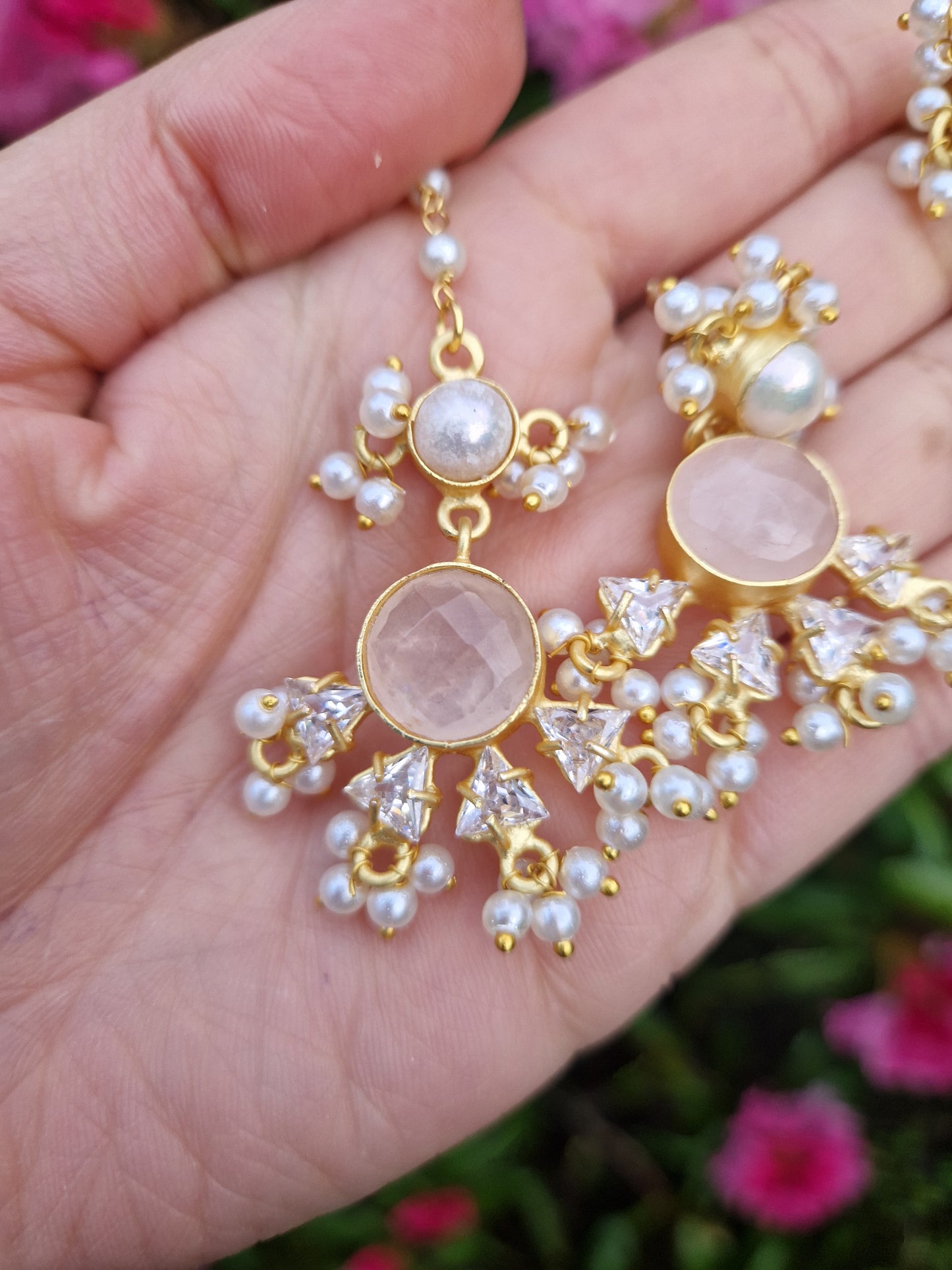 EMAN  Elegant, Luxury *Premium* Fresh Water pearl and Rose Quartz