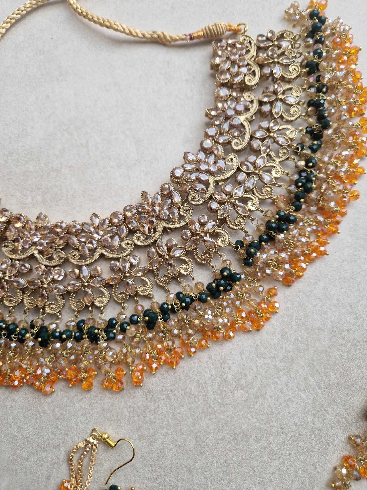 HUMAIRA - Mehndi Green & Orange Bridal Jewellery Set
