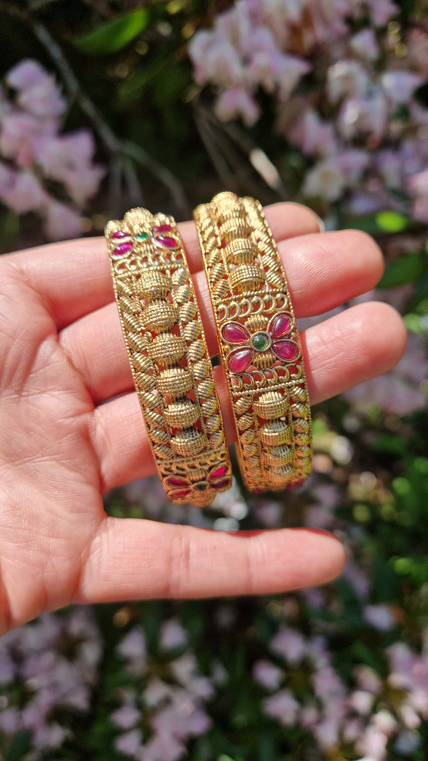 SITA- Traditional Indian Heritage Bangles- Bright Golden and Pink