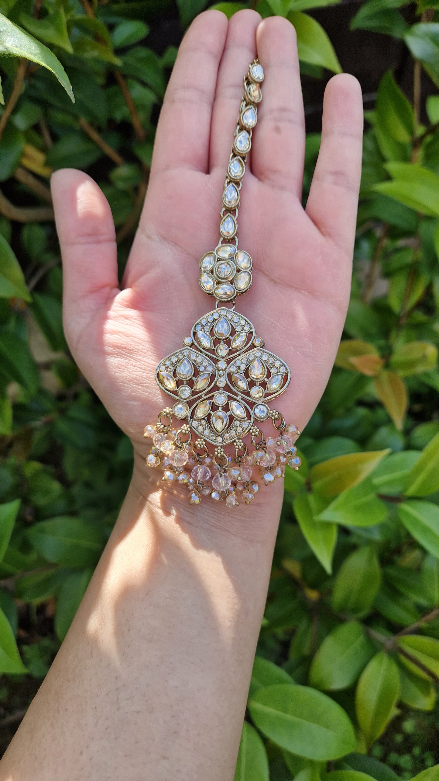 MARIA - Indian Choker Set-  Choker, Earrings, Tikka & Passa (Jhumar)- BABY PINK & GOLD.