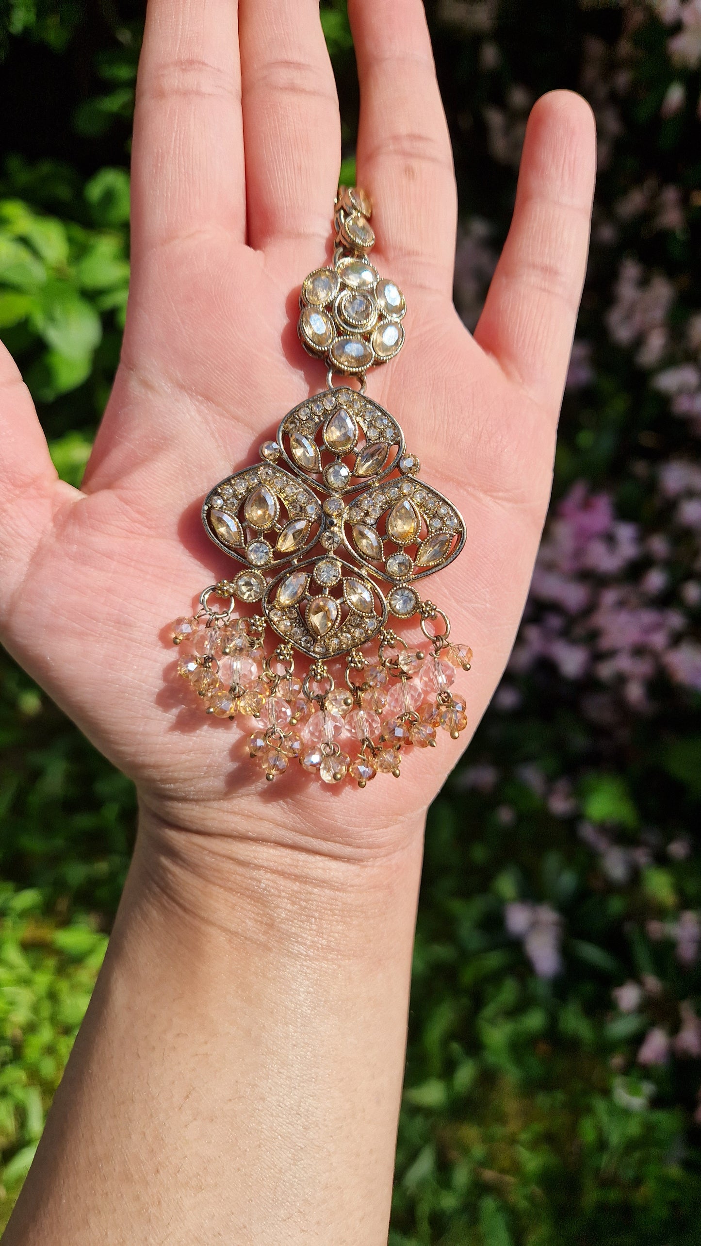 MARIA - Indian Choker Set-  Choker, Earrings, Tikka & Passa (Jhumar)- BABY PINK & GOLD.