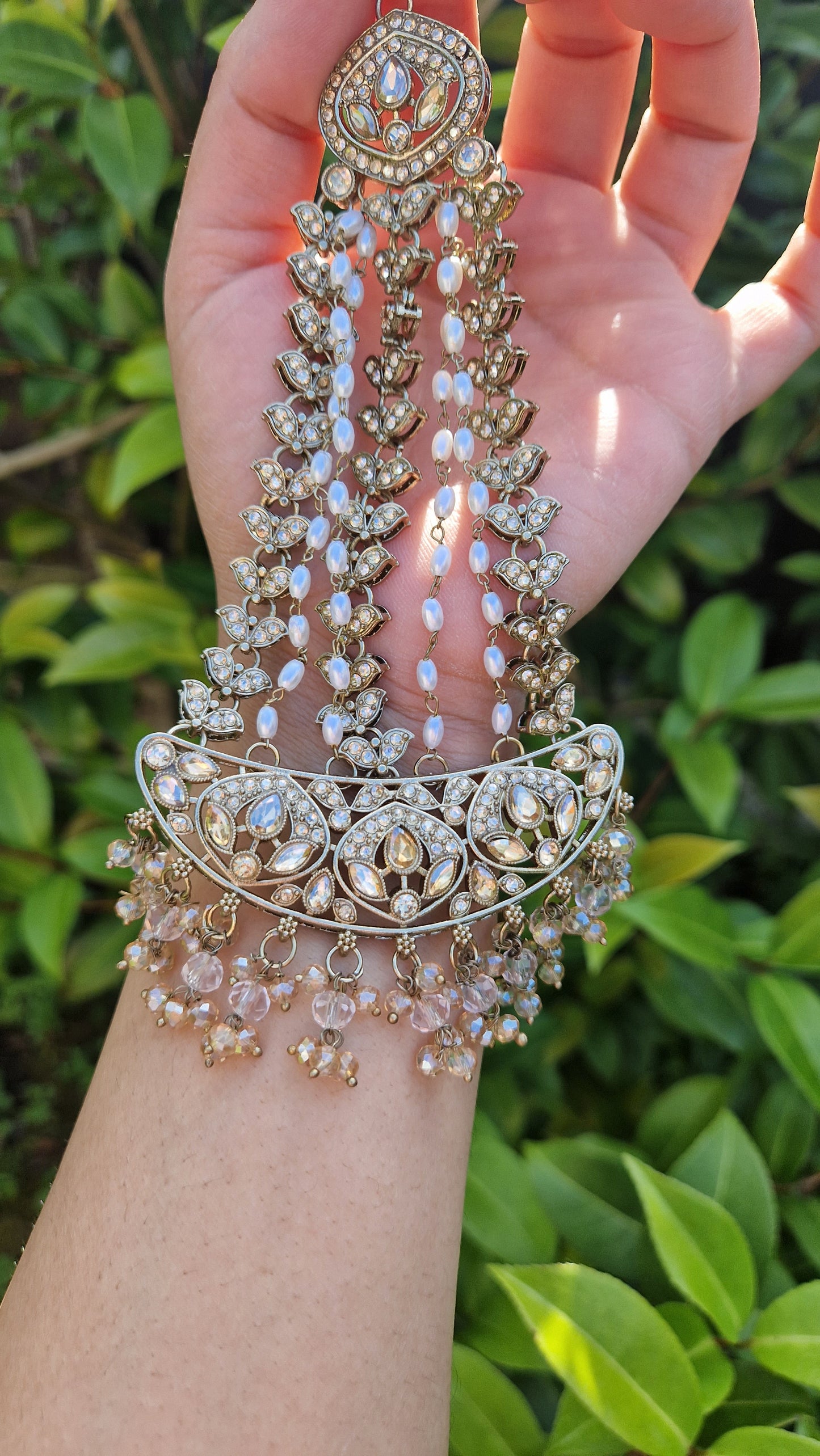 MARIA - Indian Choker Set-  Choker, Earrings, Tikka & Passa (Jhumar)- BABY PINK & GOLD.