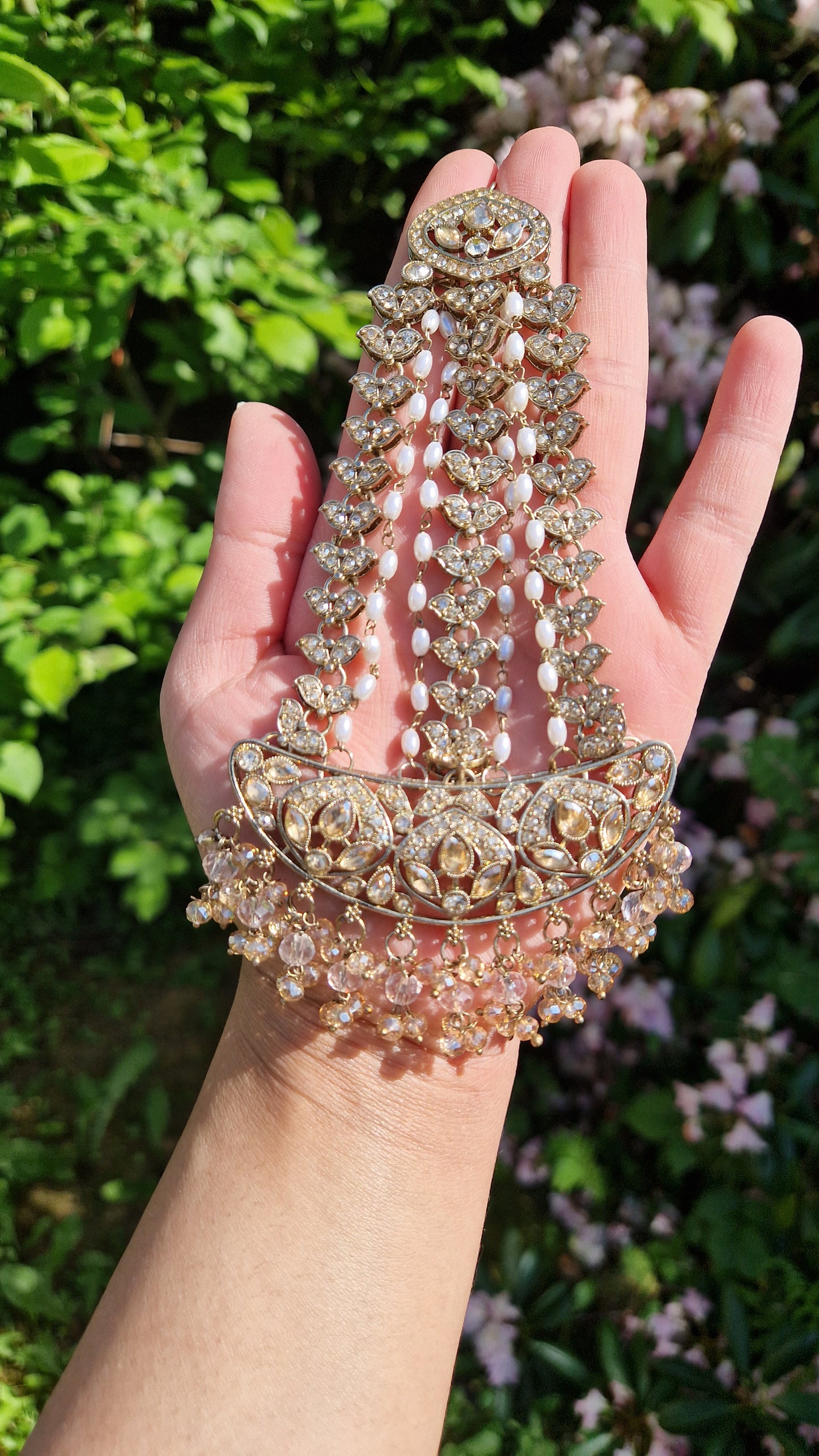 MARIA - Indian Choker Set-  Choker, Earrings, Tikka & Passa (Jhumar)- BABY PINK & GOLD.
