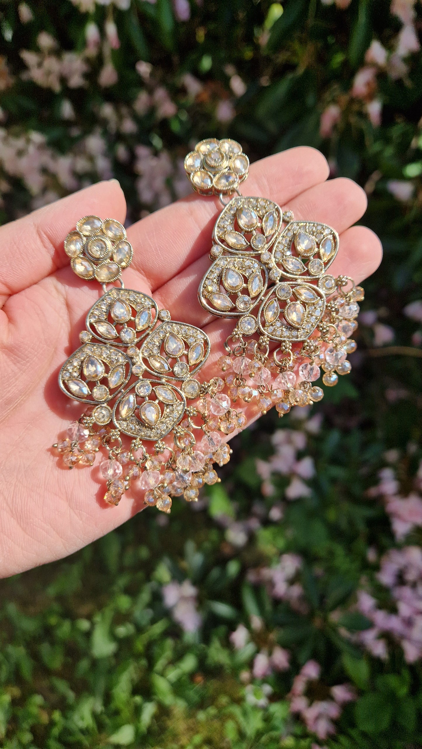 MARIA - Indian Choker Set-  Choker, Earrings, Tikka & Passa (Jhumar)- BABY PINK & GOLD.