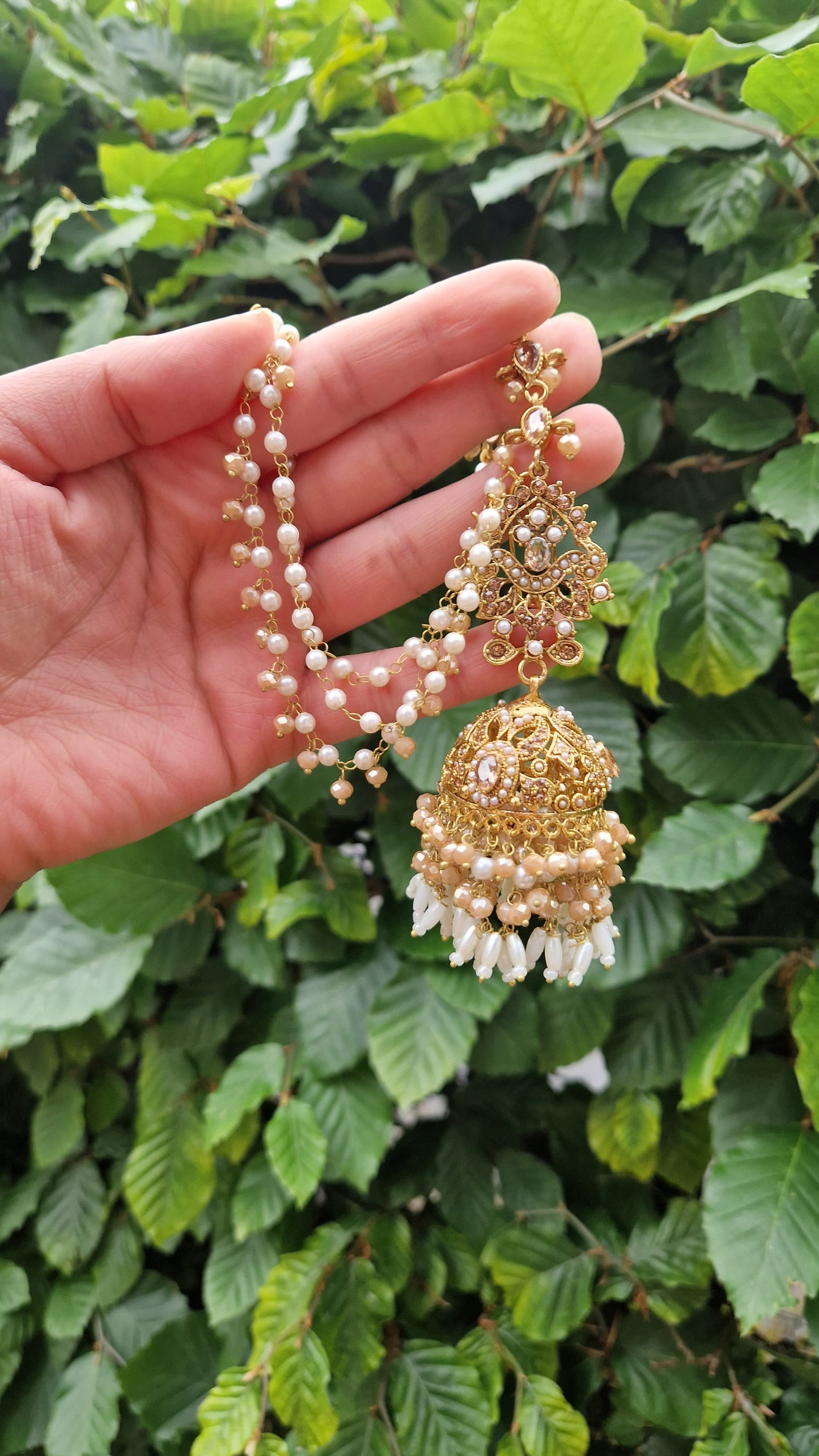 KAINAT  -Pakistani Jhumka with Sahara's and Tikka Set -  FULL GOLD
