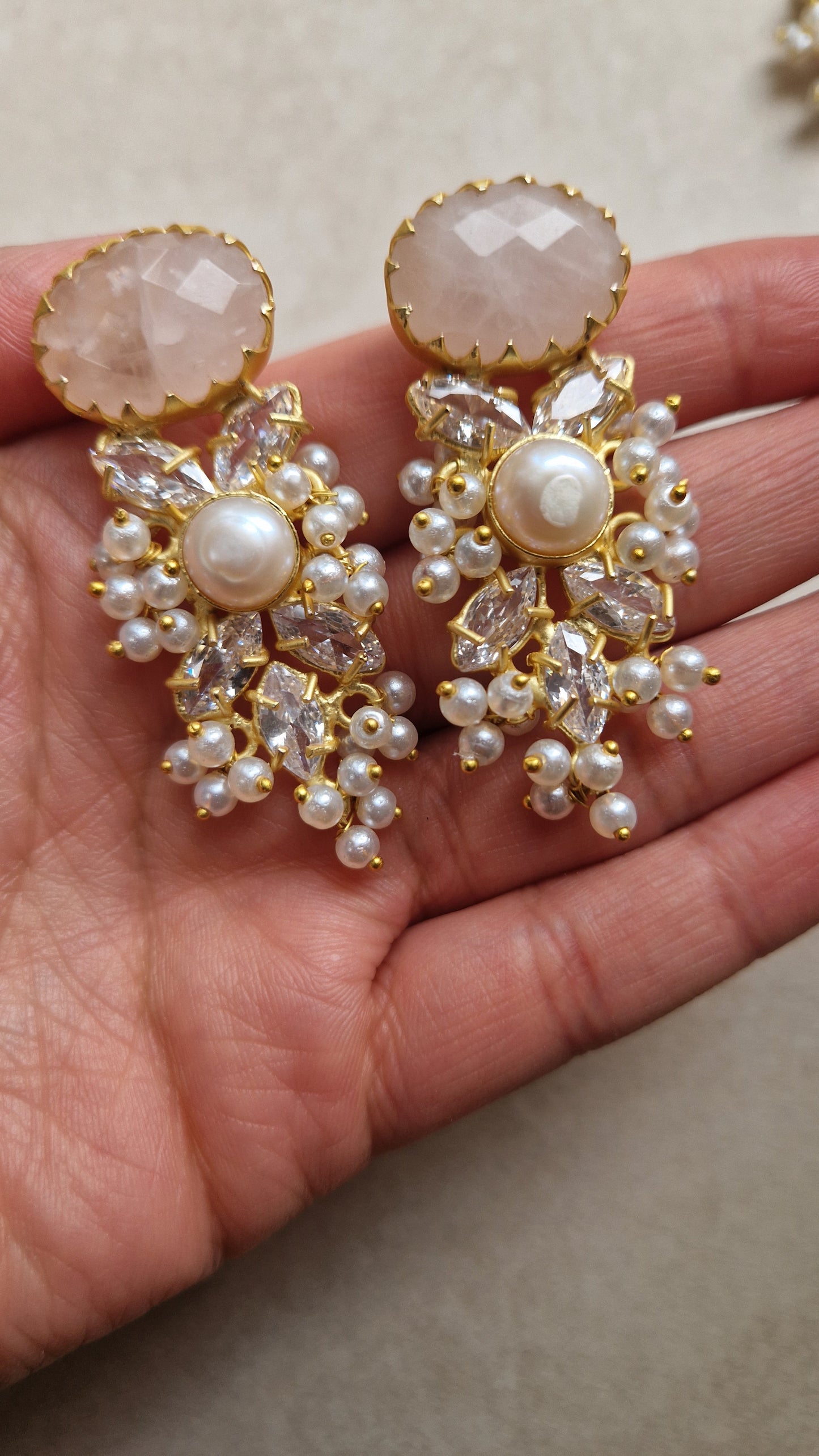 JEMIMA- Elegant, Luxury Rose Quartz Necklace Set.