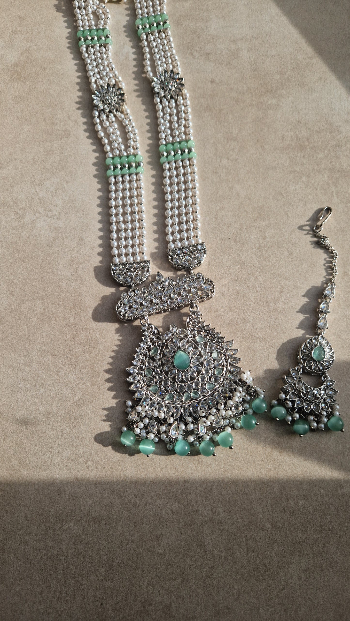 *CLEARANCE* Silver & Mint Mala & Tikka ONLY