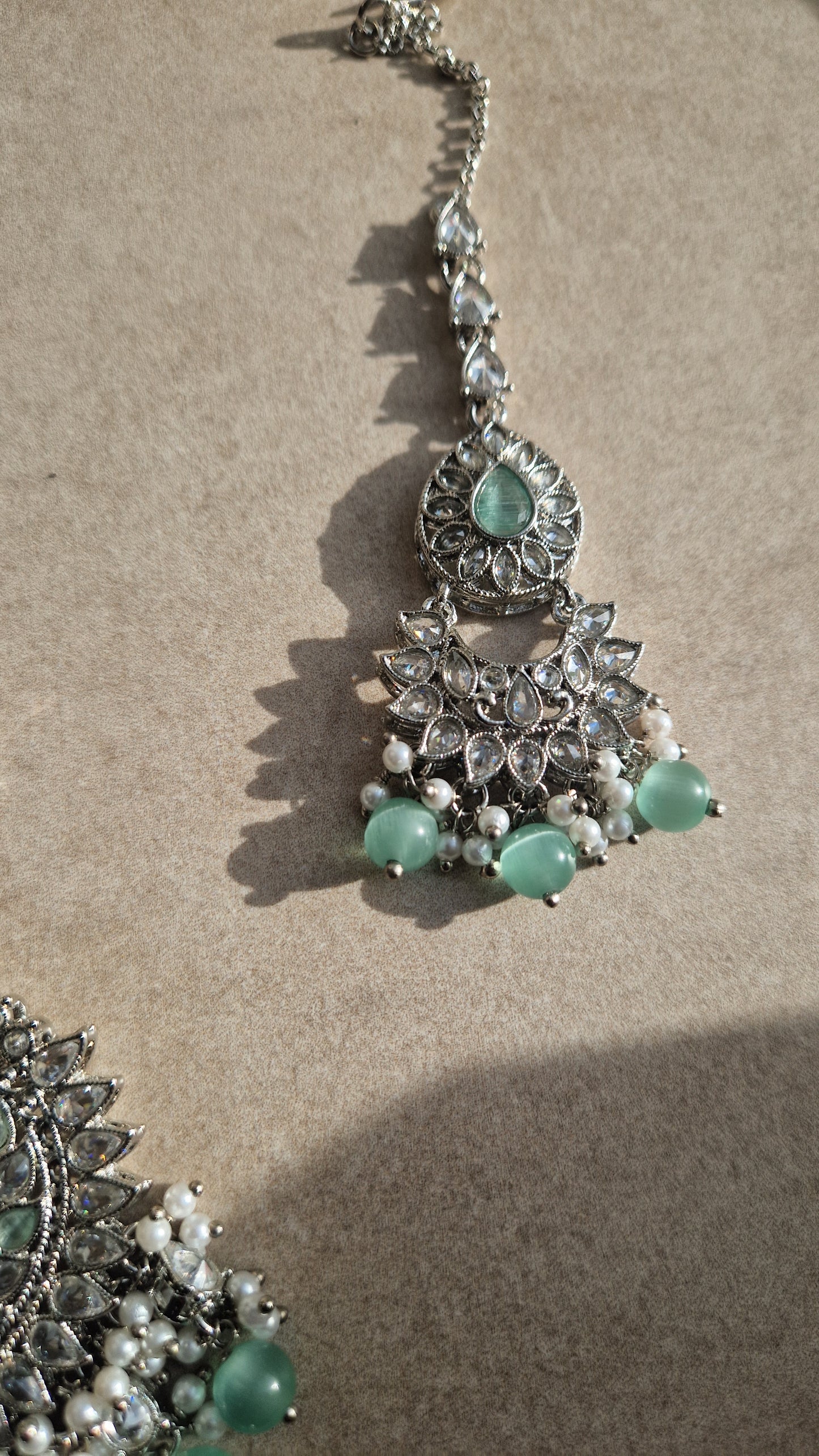 *CLEARANCE* Silver & Mint Mala & Tikka ONLY