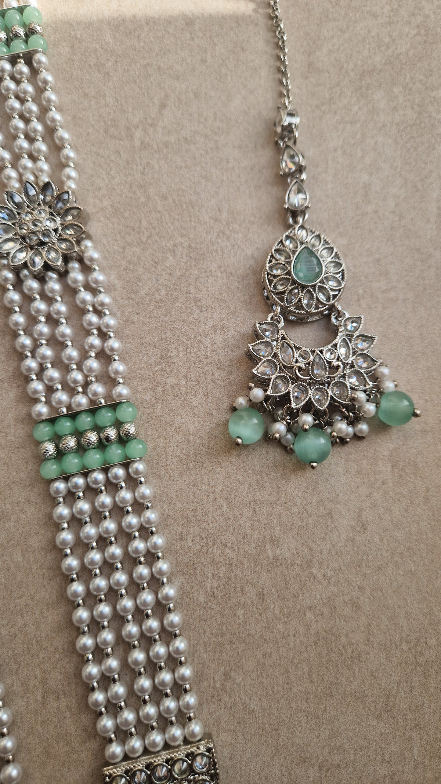 *CLEARANCE* Silver & Mint Mala & Tikka ONLY