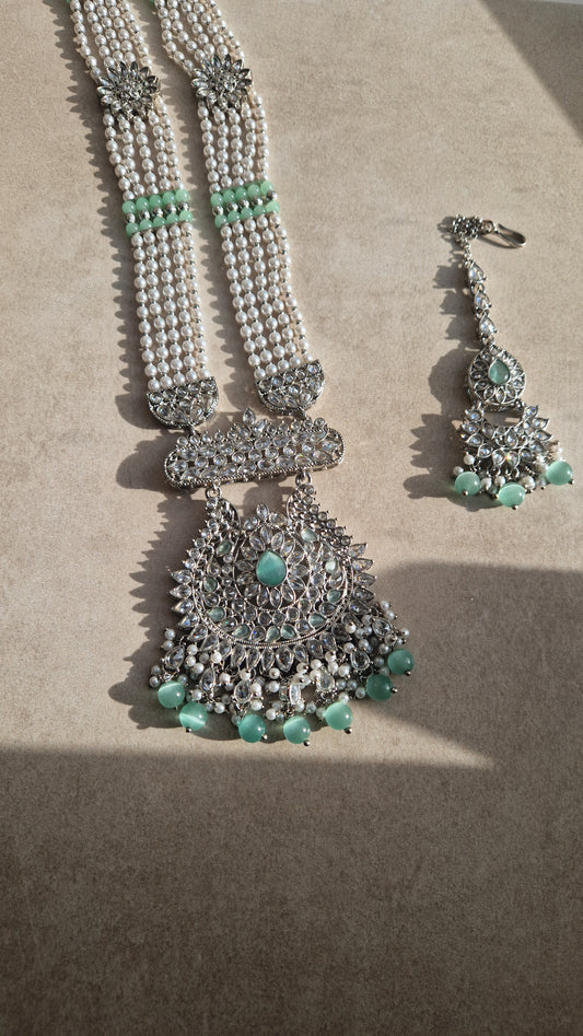 *CLEARANCE* Silver & Mint Mala & Tikka ONLY