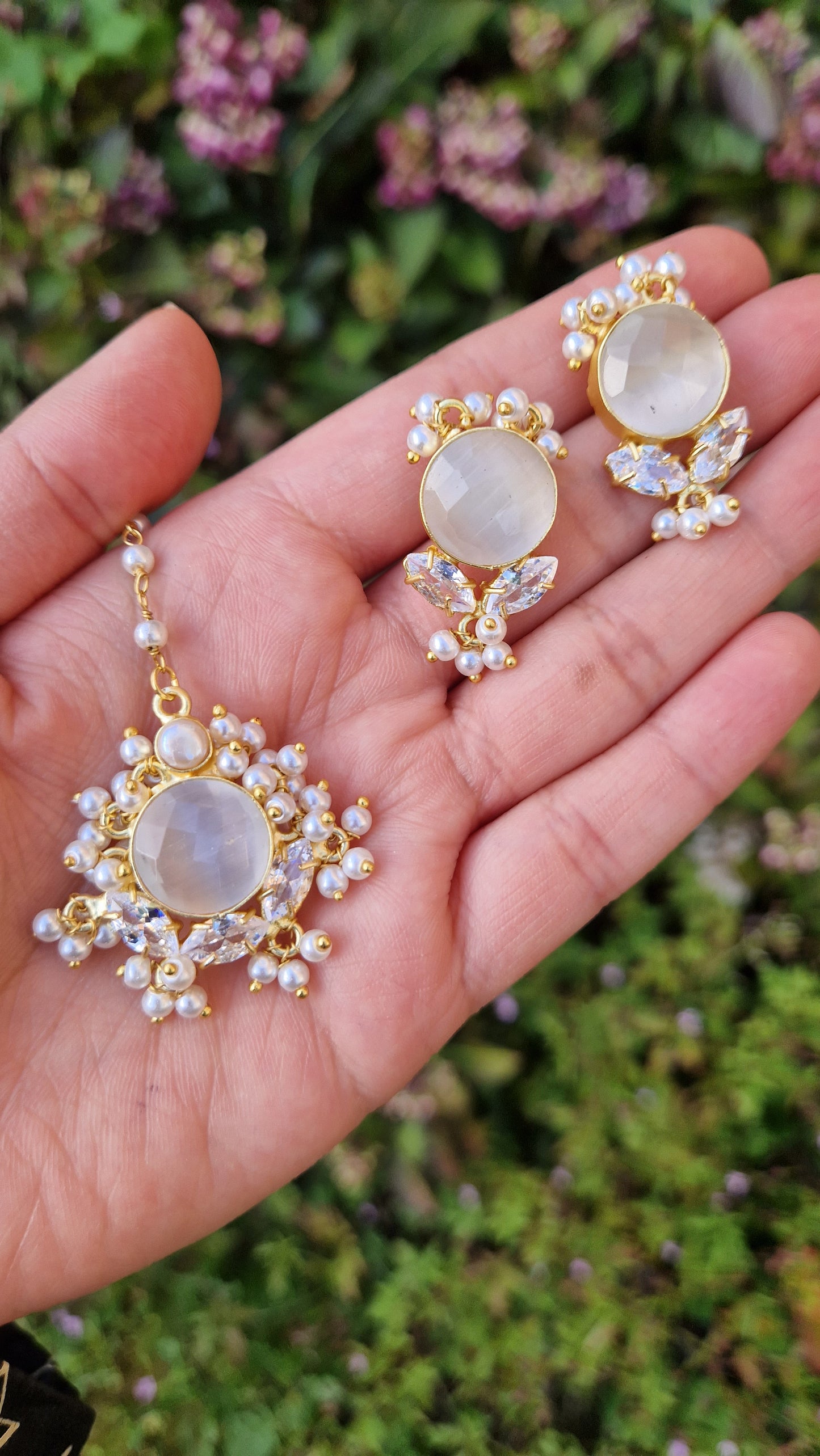 PALWASHA - *Premium* Small Dainty Beautiful Grey and Fresh water Pearls Jewellery Set