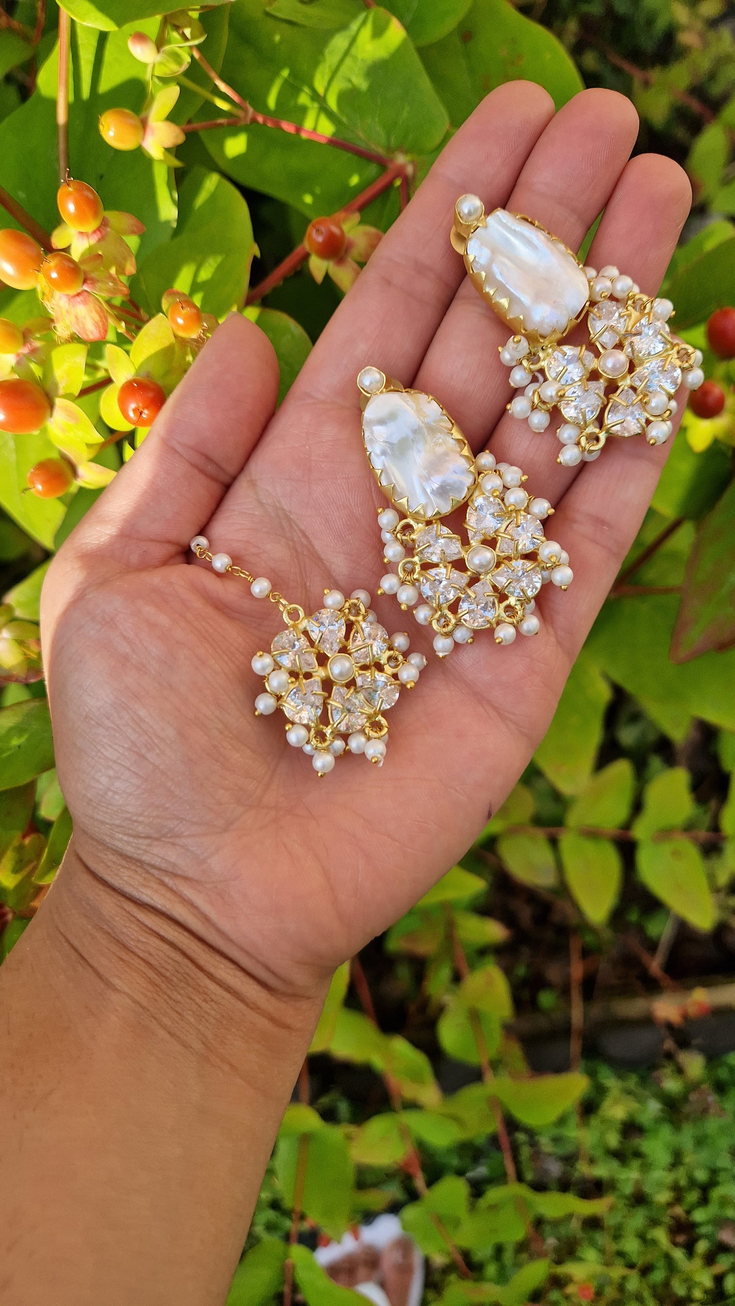 SAHAR - *Premium* Stunning Fresh Water Pearls and Moonstone Indian Mala Set