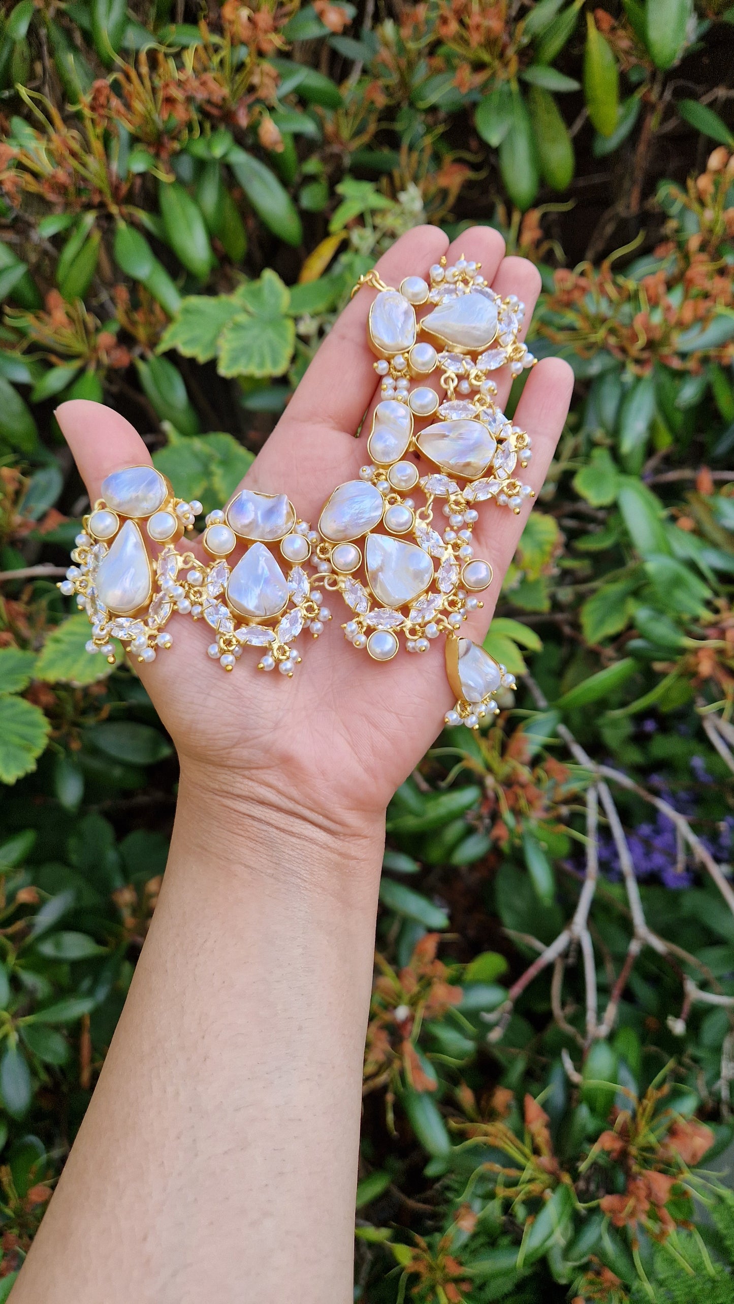 JANA * PREMIUM* Luxury full Fresh Water Pearl Necklace Earring and Tikka Set