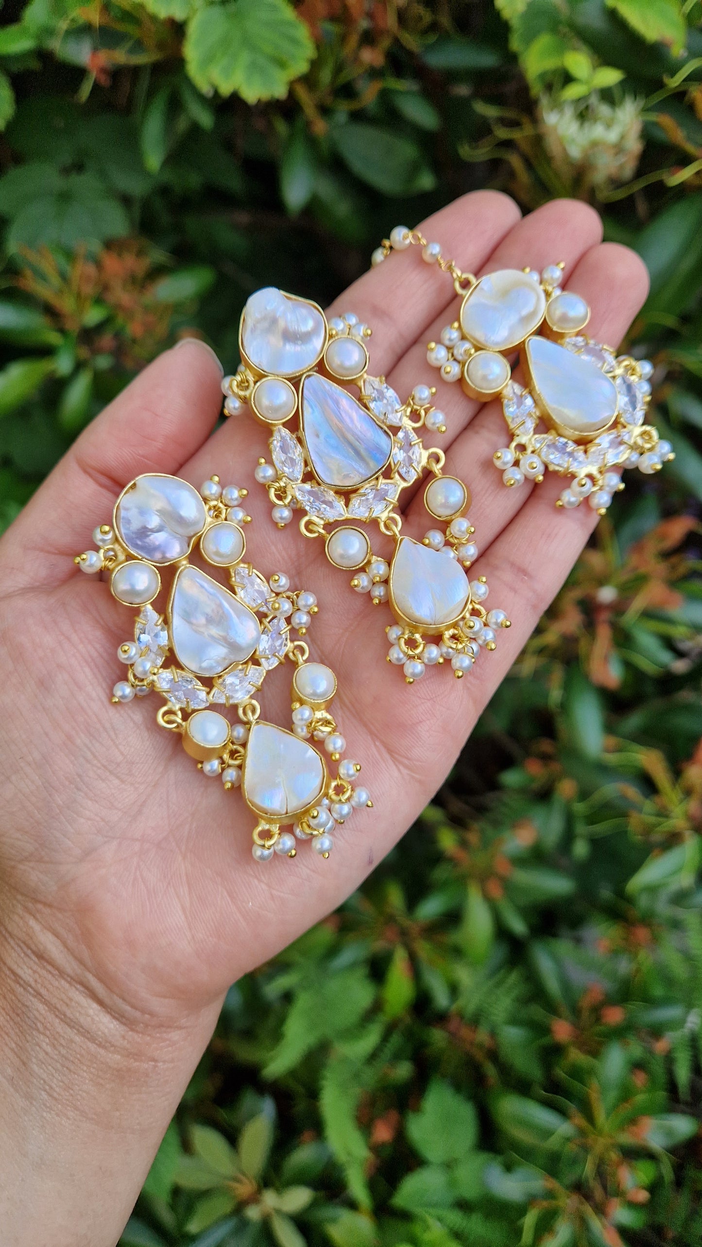 JANA * PREMIUM* Luxury full Fresh Water Pearl Necklace Earring and Tikka Set