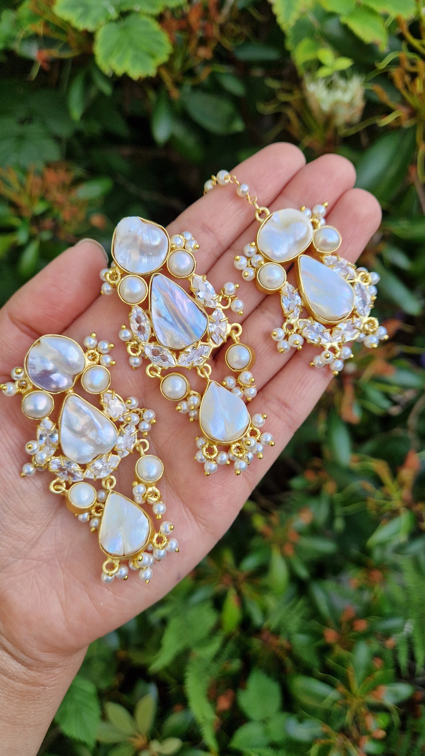 JANA * PREMIUM* Luxury full Fresh Water Pearl Necklace Earring and Tikka Set