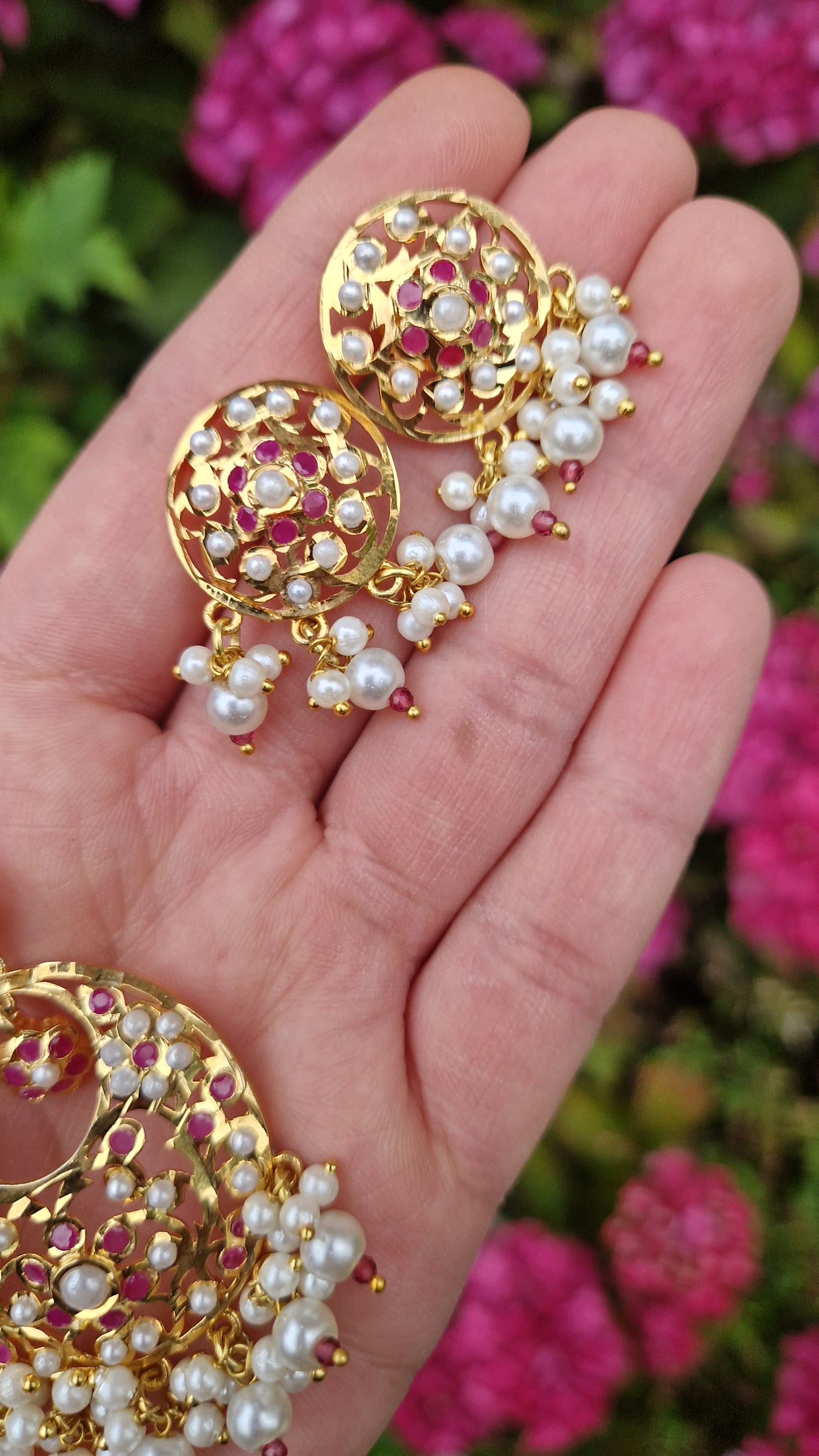 BUSHRA- *Premium* *Introductory offer* Gold Plated Hyderabadi Ruby Pendant Set