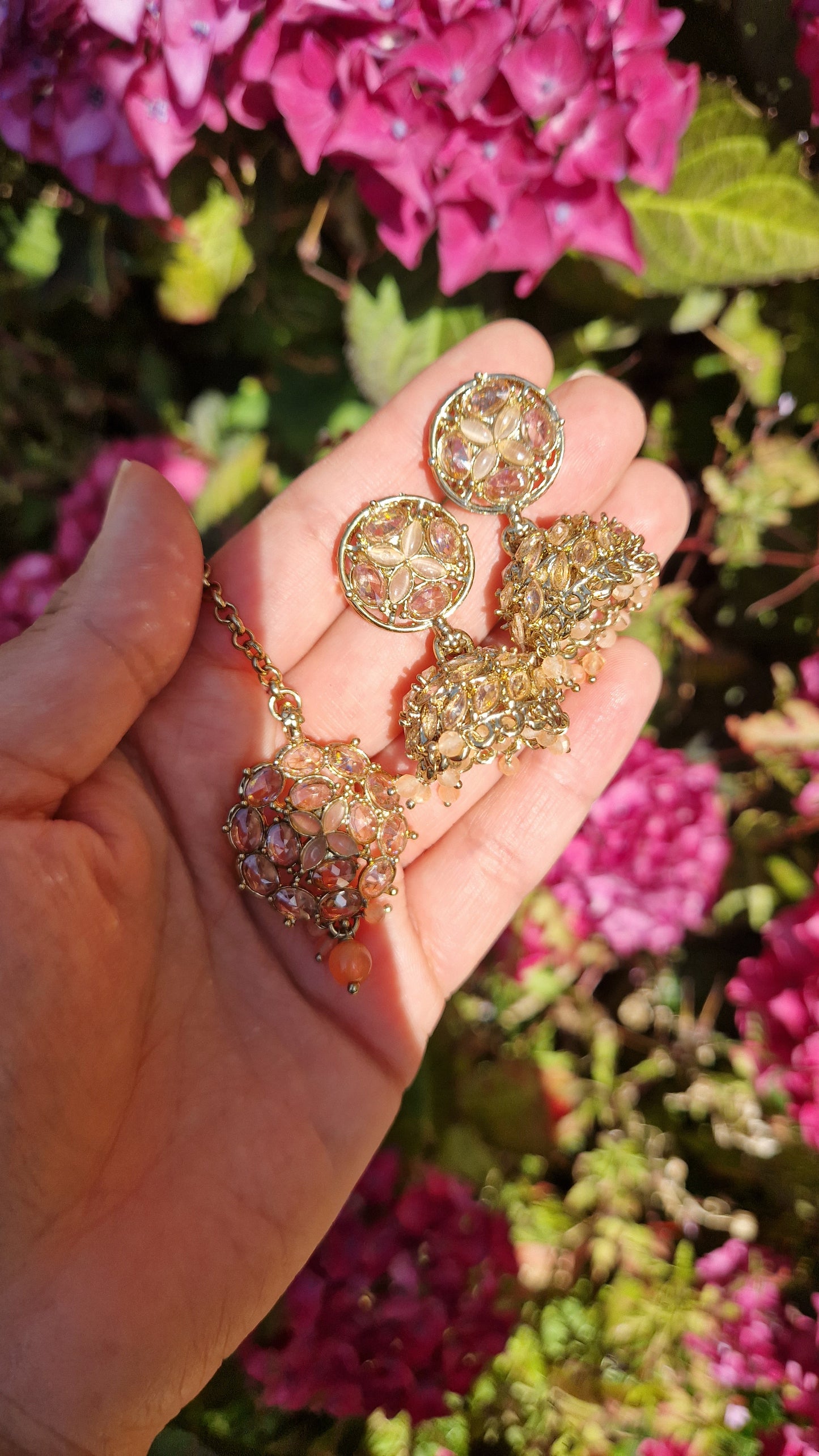 ASMA- Sleek Elegant Reverse AD Jewellery Set - PEACH *Introductory price*