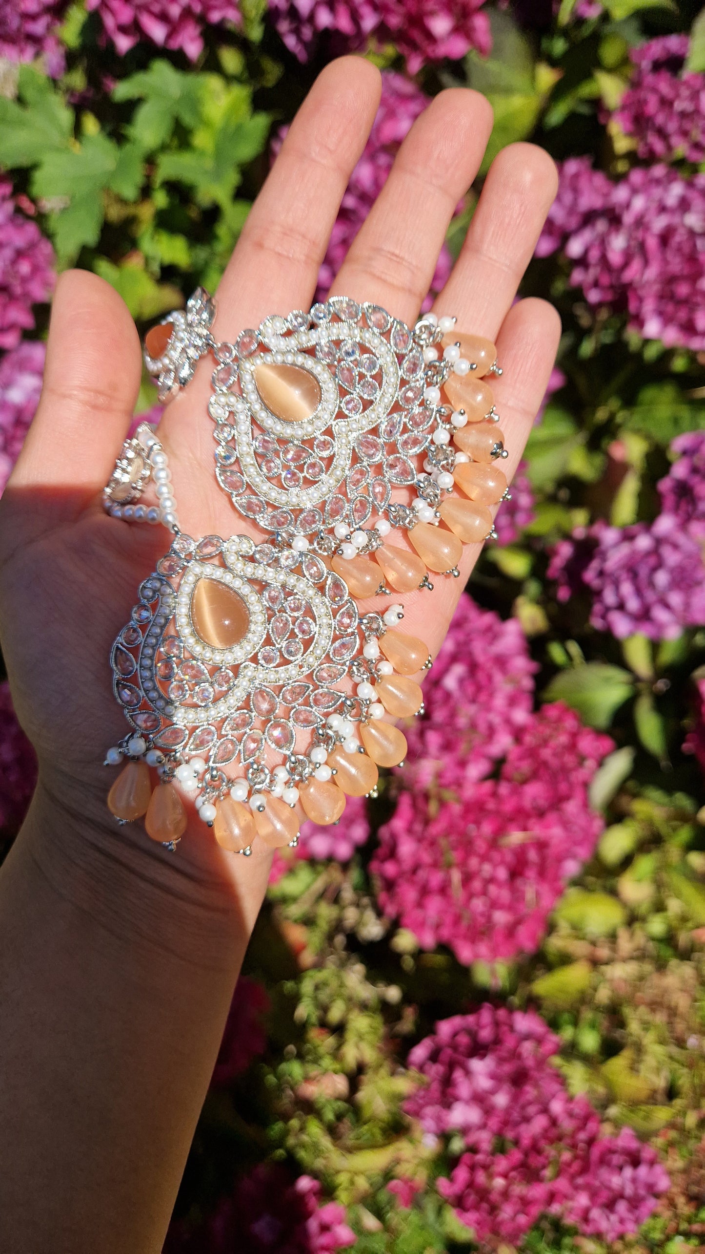 RASAA - Indian Reverse AD Party Set- PEACH & SILVER