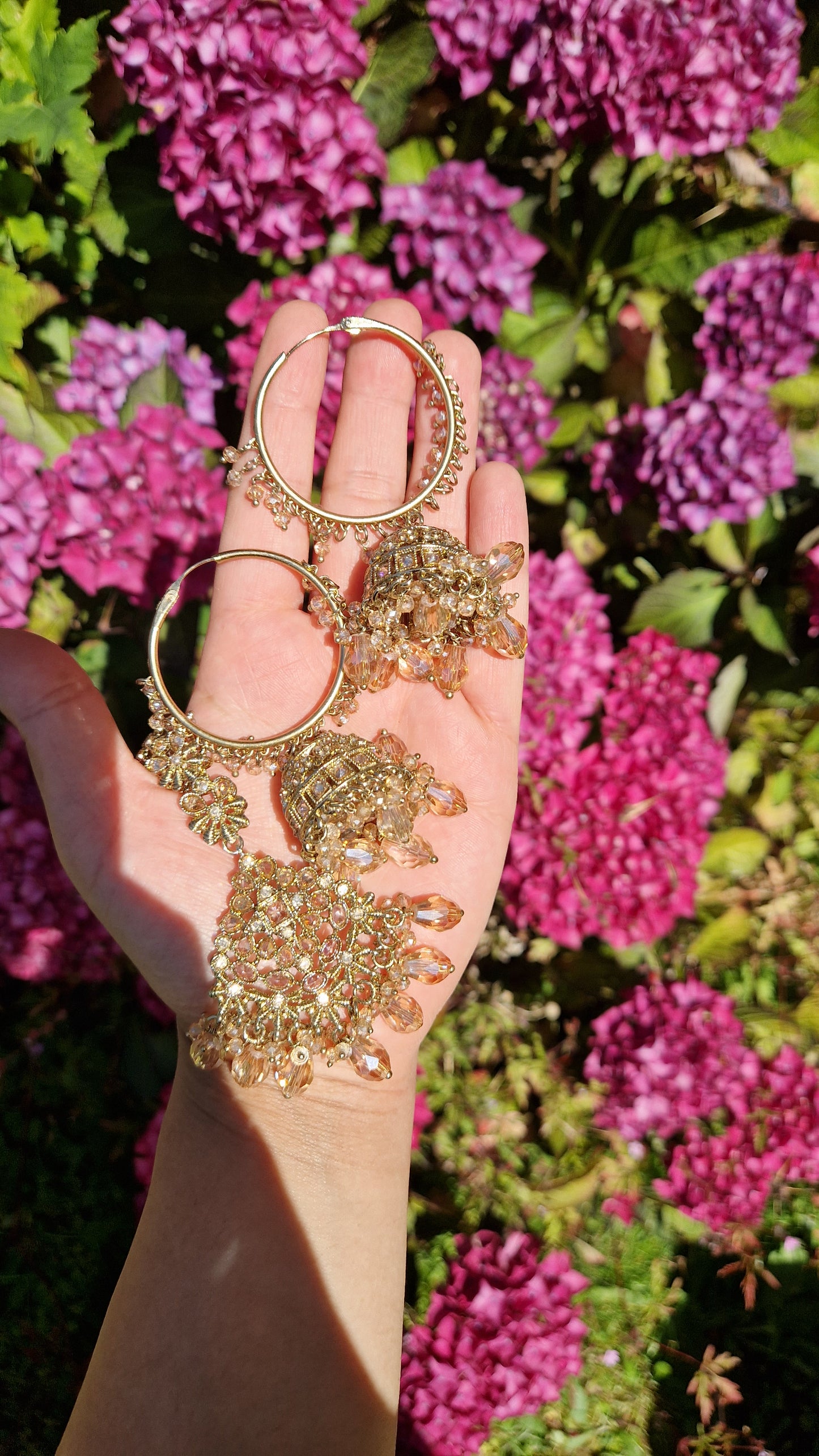 RAHEELA - Elegant Sleek Crystal Indian Jewellery Set - Gold