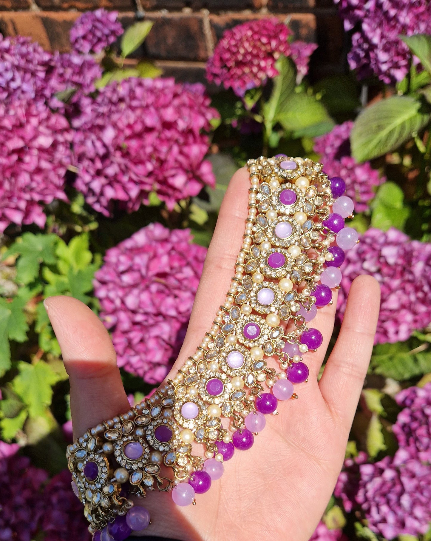 MALEEHA - Necklace and Tikka Set- Value range- Lilac and Dark Purple * CLEARANCE*