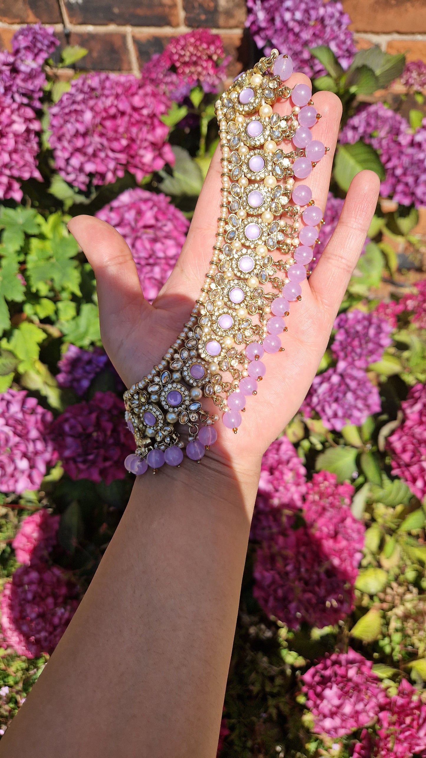 MALEEHA - Necklace, Earrings and Tikka Set- Value range- Lilac