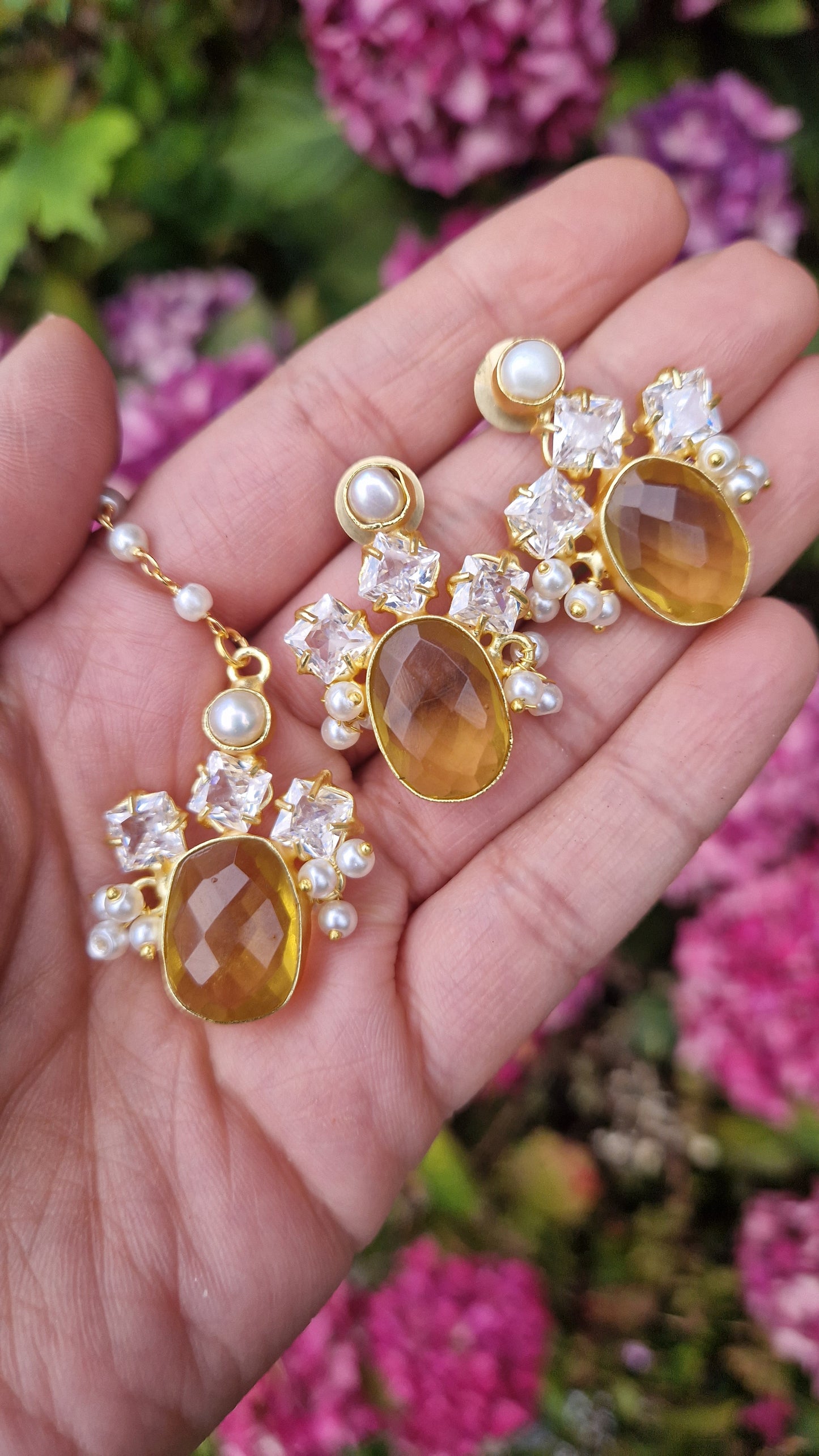 FALAK Small Beautiful Elegant *Premium* Semi Precious Stones- Rust/ Deep Yellow
