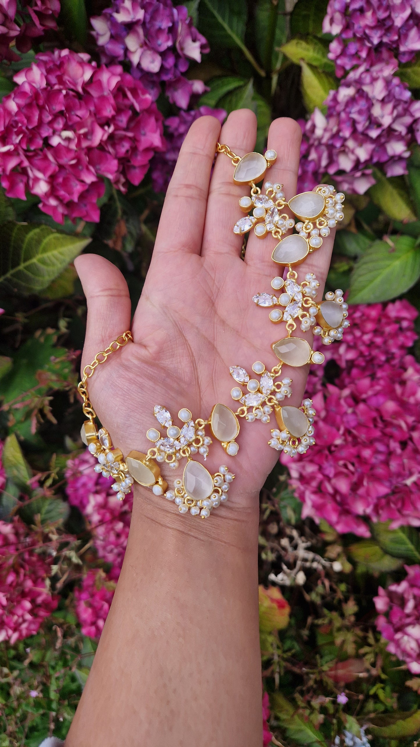 ZIMAL- Elegant, Luxury *Premium* Fresh Water Pearls & Soft/ Light Grey Semi Precious