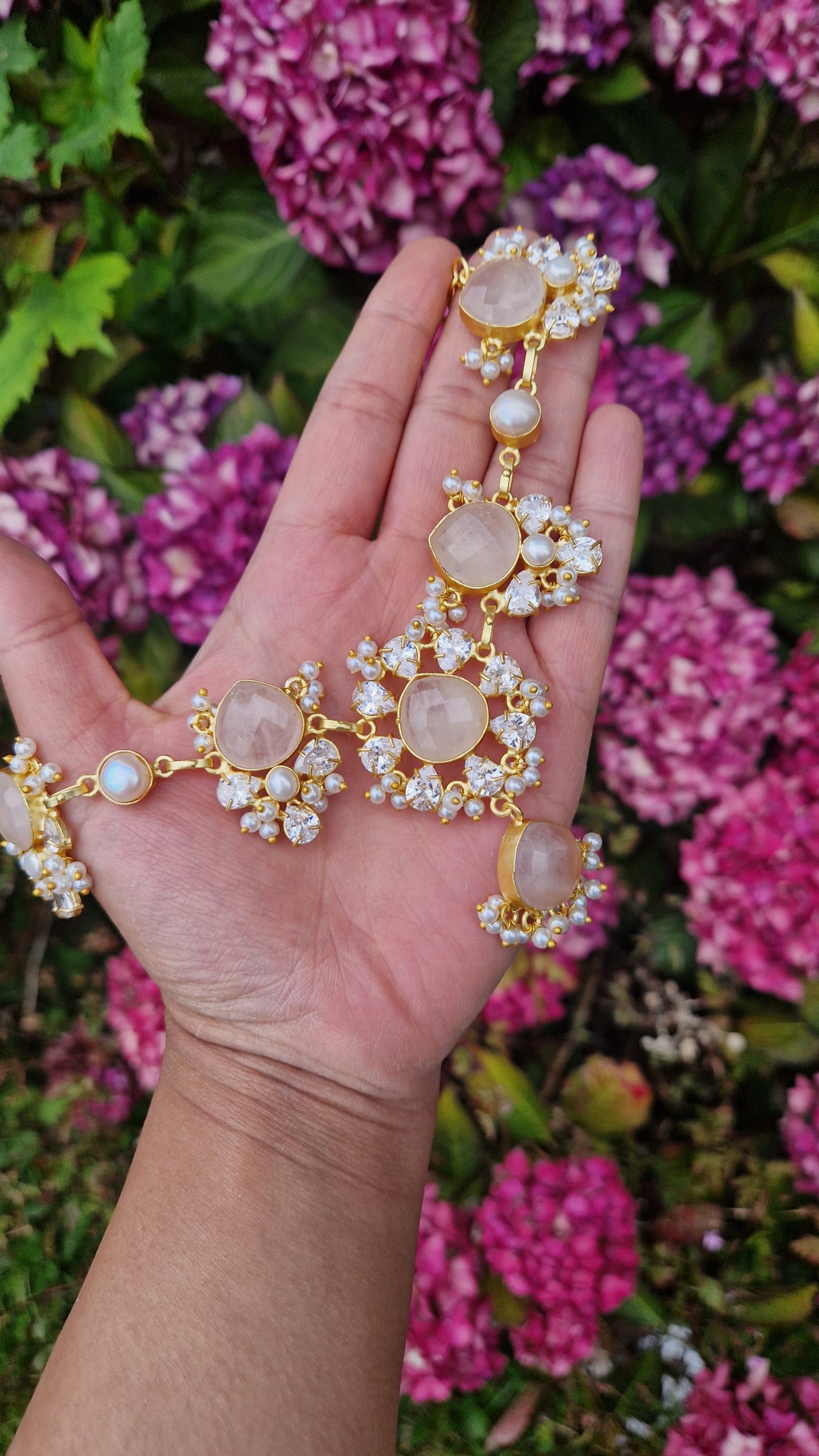 SADAF- Small *Premium* Fresh Water Pearl and Rose Quartz Set