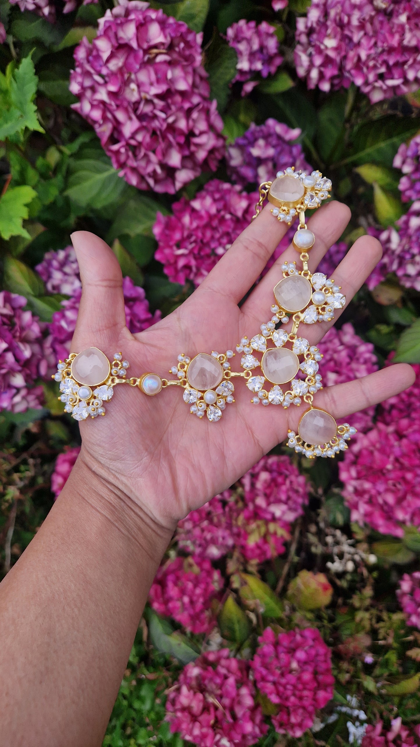 SADAF- Small *Premium* Fresh Water Pearl and Rose Quartz Set