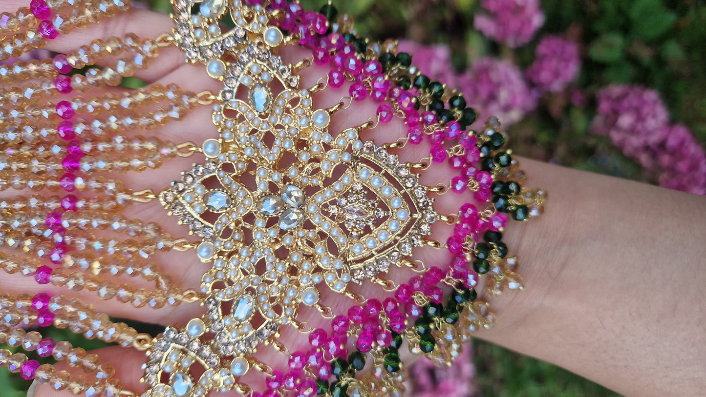 SAMAH- Beautiful Pakistani Multicoloured Mehndi Bridal/Semi Bridal Set