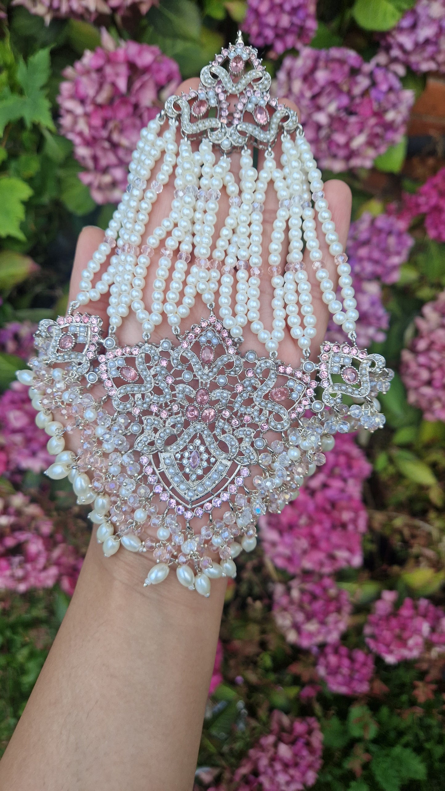 SANA - Beautiful Silver & Pink Pakistani Bridal/Semi Bridal/ Party Jewellery Set