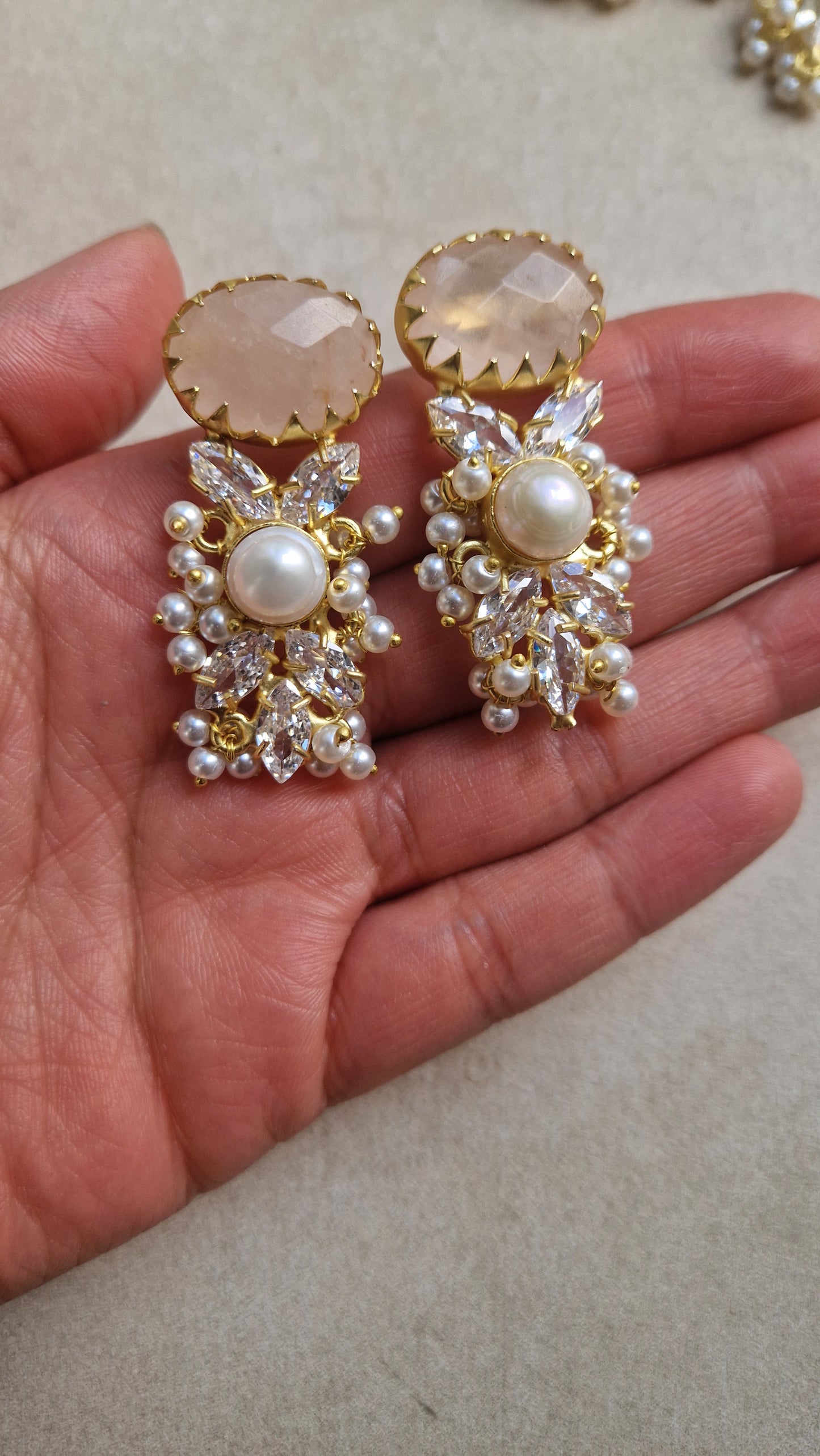 JEMIMA- * IMPERFECT*  Elegant, Luxury Rose Quartz Necklace Set.