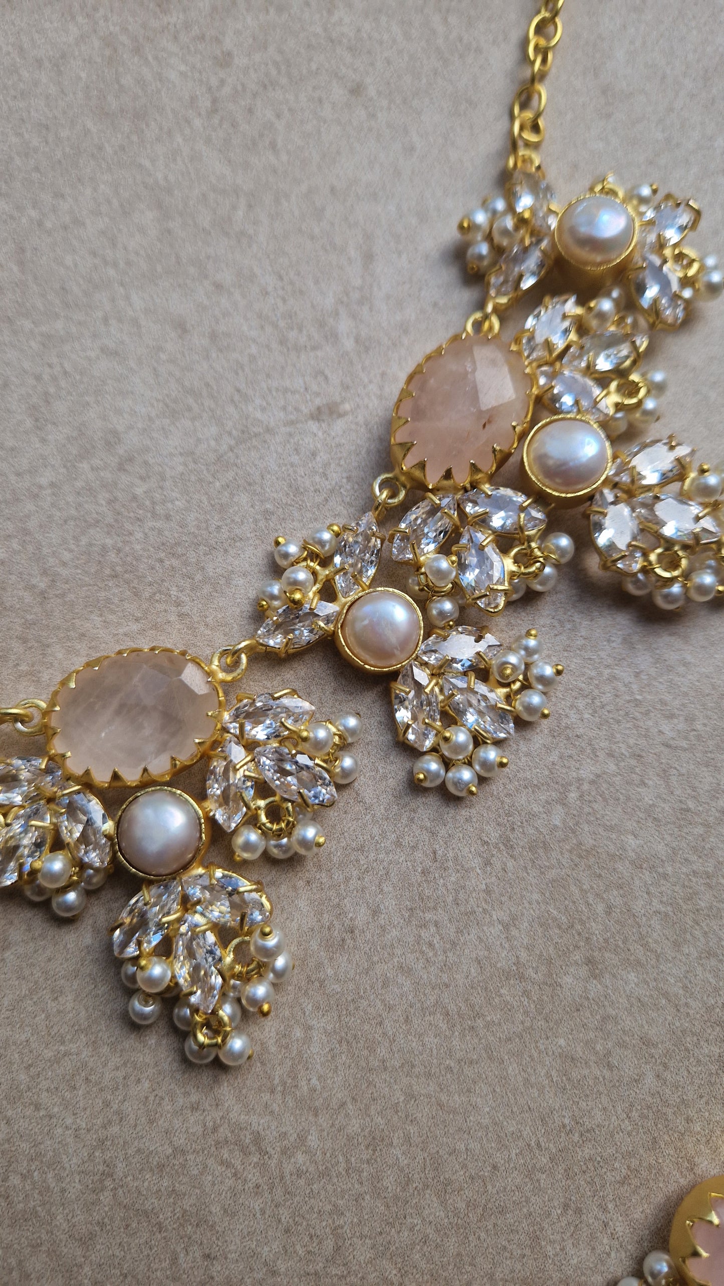 JEMIMA- * IMPERFECT*  Elegant, Luxury Rose Quartz Necklace Set.