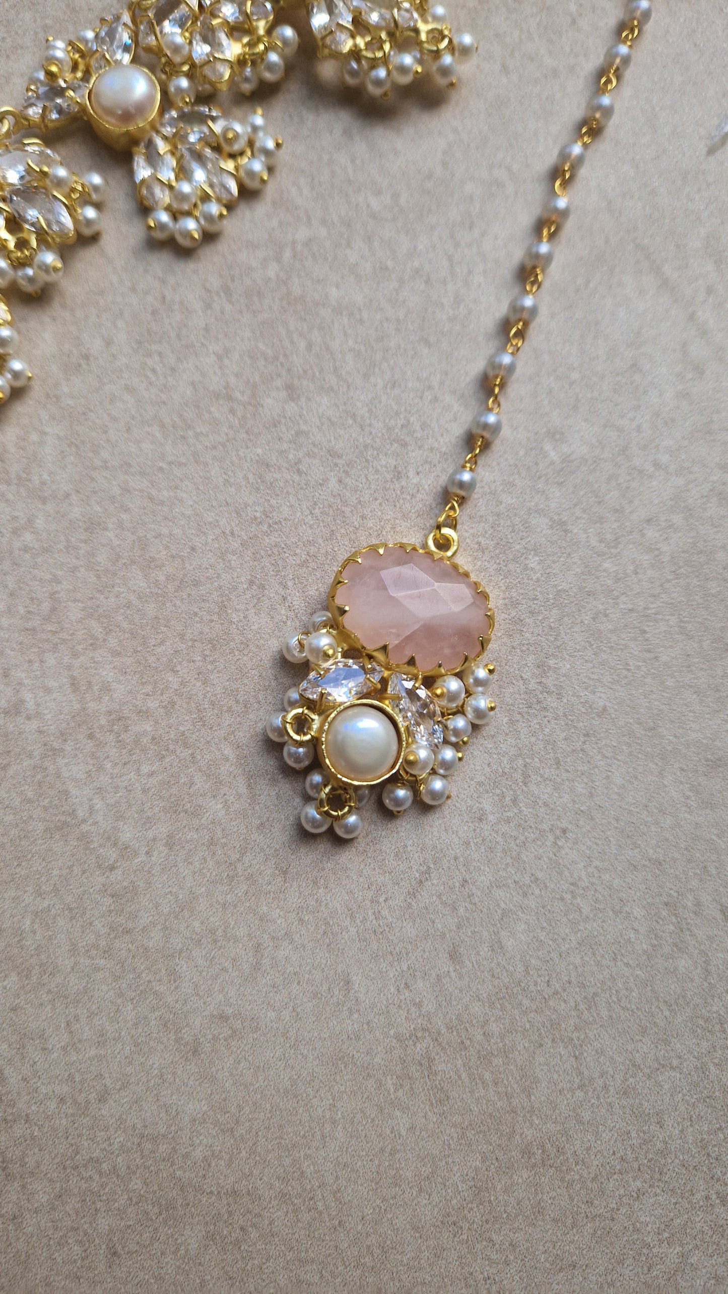 JEMIMA- * IMPERFECT*  Elegant, Luxury Rose Quartz Necklace Set.