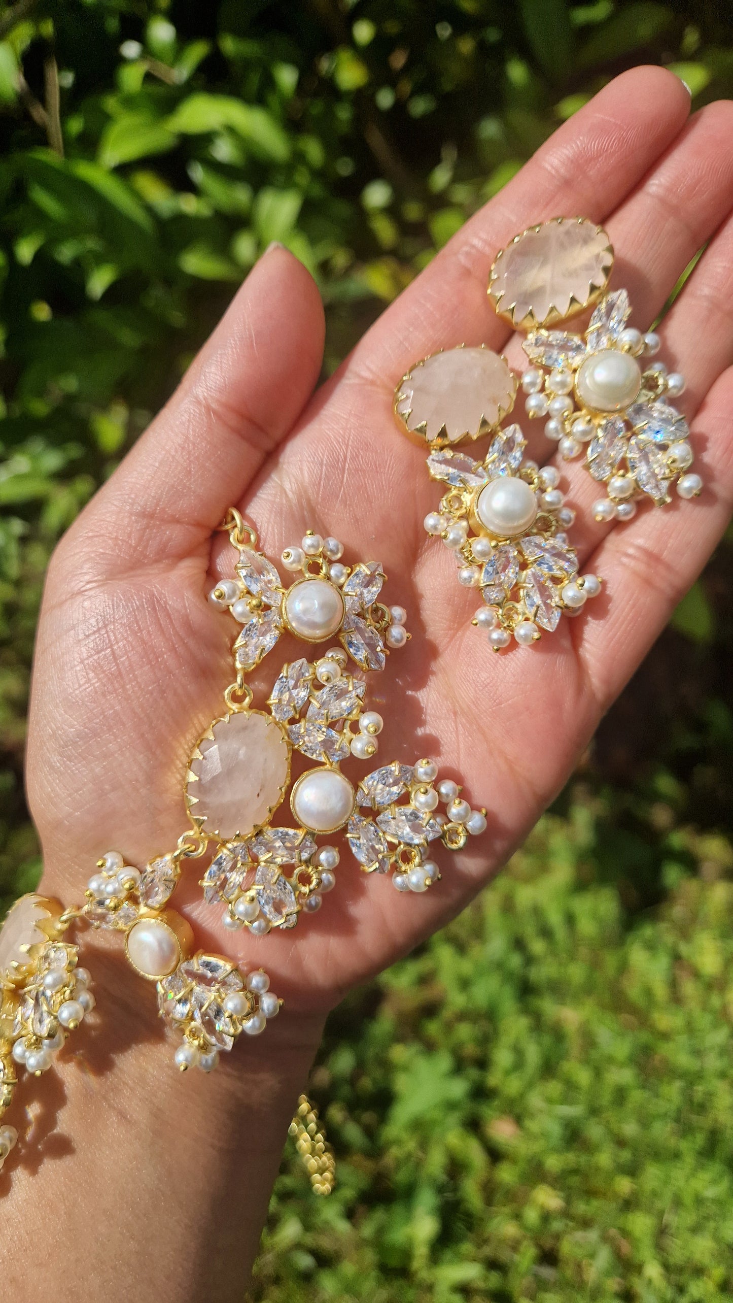 JEMIMA- * IMPERFECT*  Elegant, Luxury Rose Quartz Necklace Set.