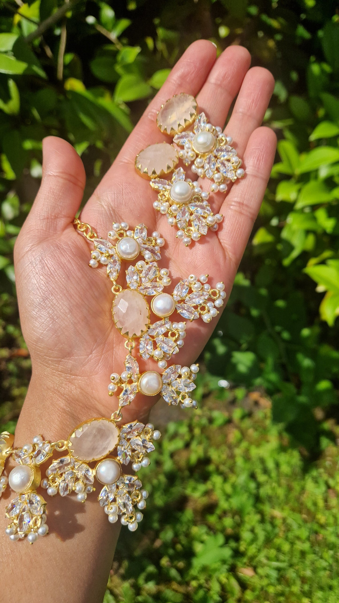 JEMIMA- * IMPERFECT*  Elegant, Luxury Rose Quartz Necklace Set.