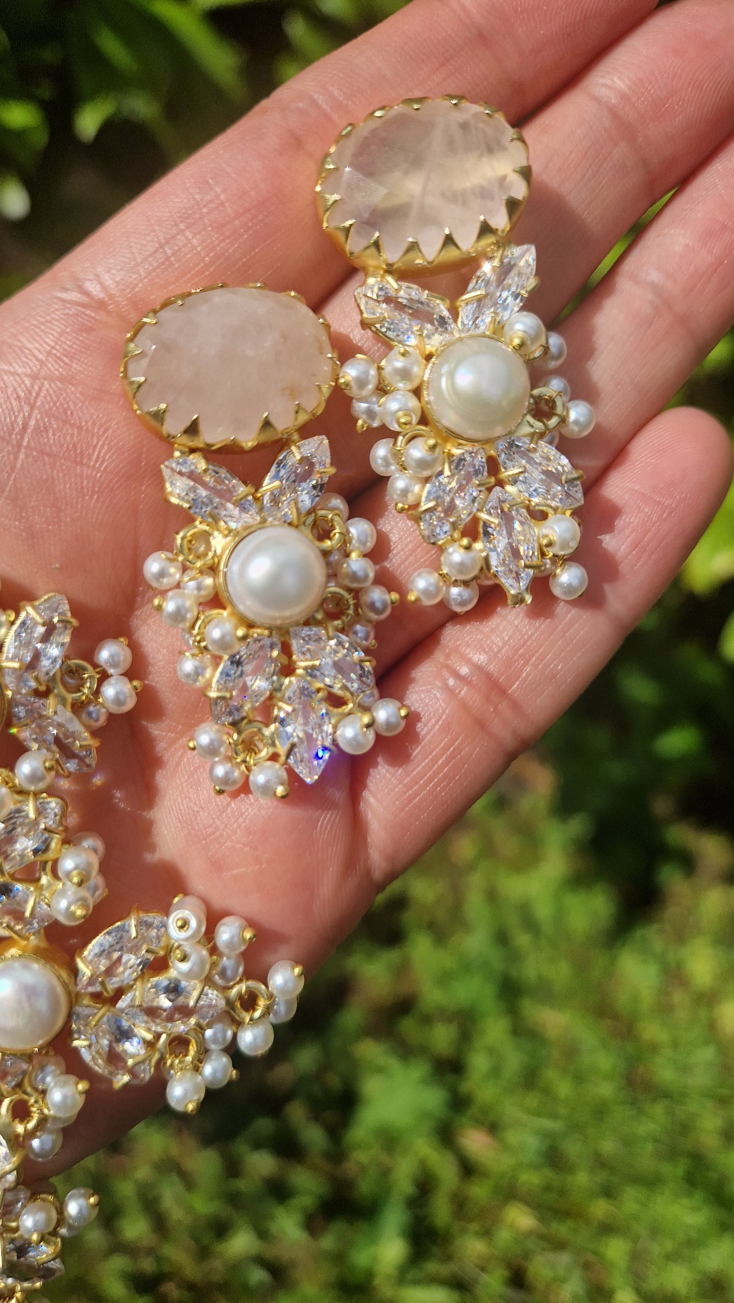 JEMIMA- * IMPERFECT*  Elegant, Luxury Rose Quartz Necklace Set.