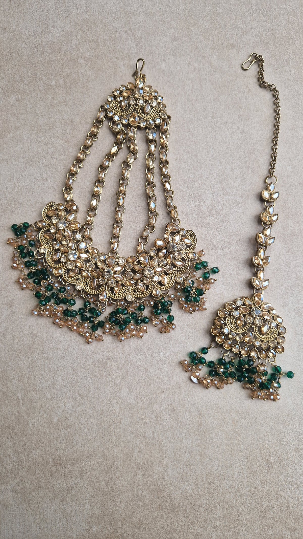 HAMARA -  Tikka and Jhumar ONLY Green and Gold. Value range