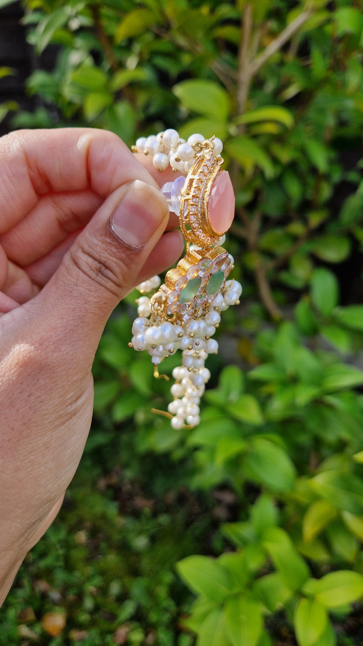 MYRA - Beautiful Pakistani Pearl inspired set - PINK & GREEN Pearl.